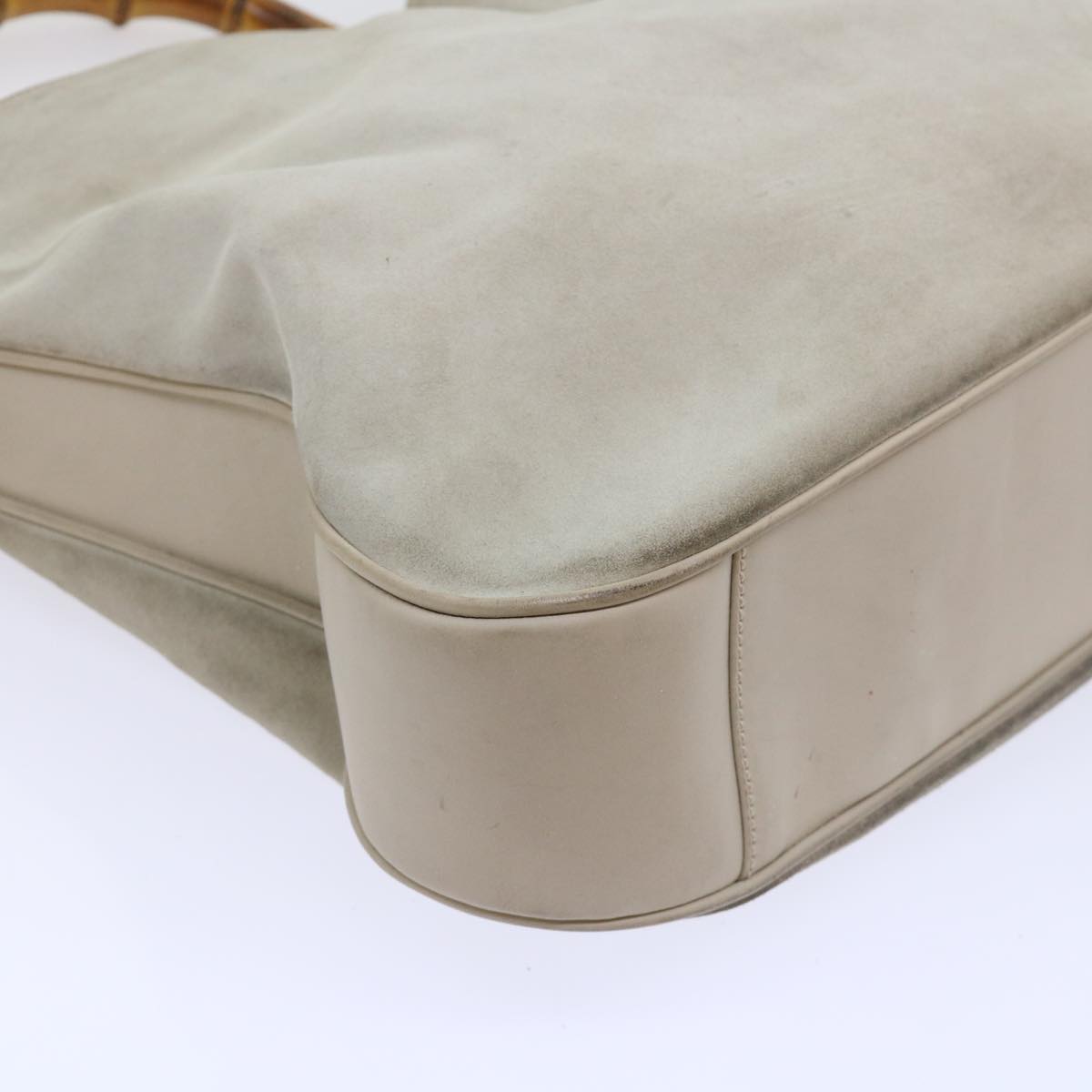 GUCCI Bamboo Shoulder Bag Suede 2way Beige 53270