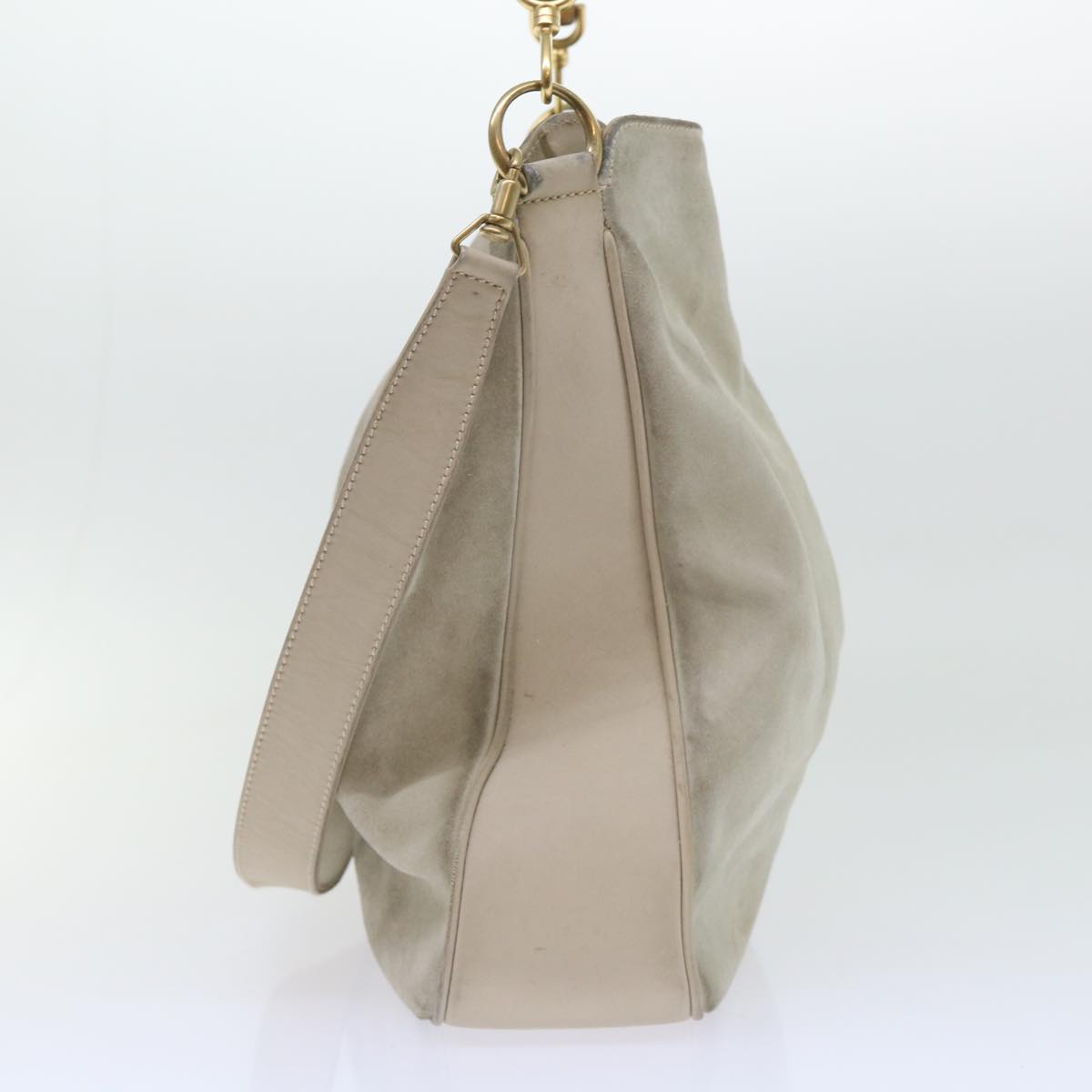 GUCCI Bamboo Shoulder Bag Suede 2way Beige 53270