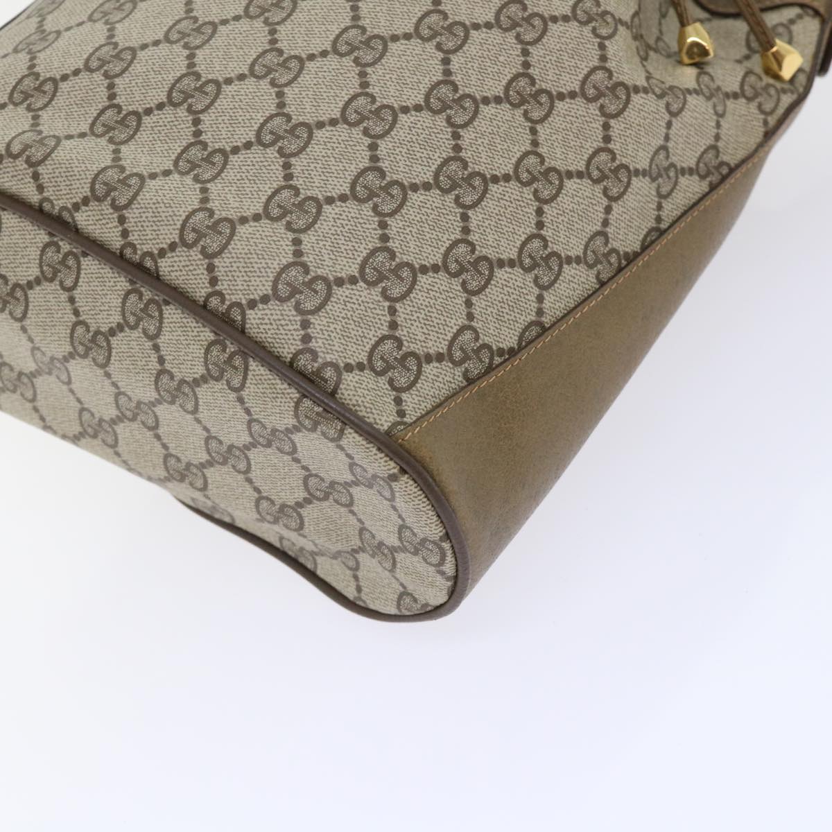 GUCCI GG Canvas Web Sherry Line Shoulder Bag PVC Leather Beige Green 53271