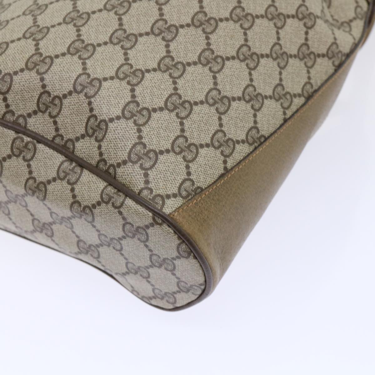 GUCCI GG Canvas Web Sherry Line Shoulder Bag PVC Leather Beige Green 53271