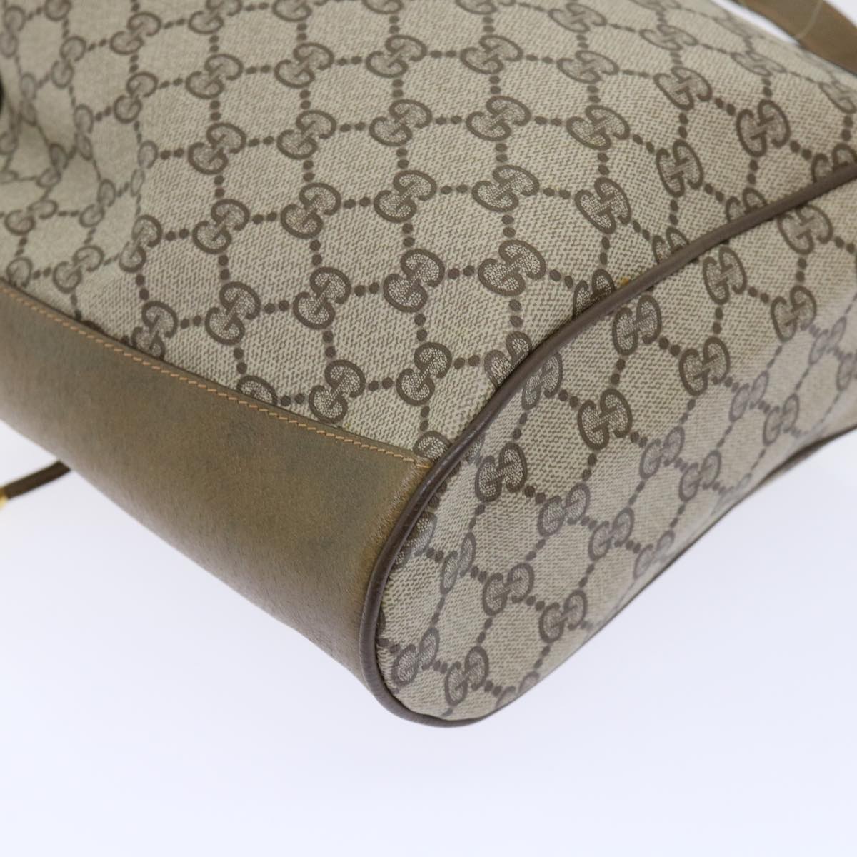 GUCCI GG Canvas Web Sherry Line Shoulder Bag PVC Leather Beige Green 53271