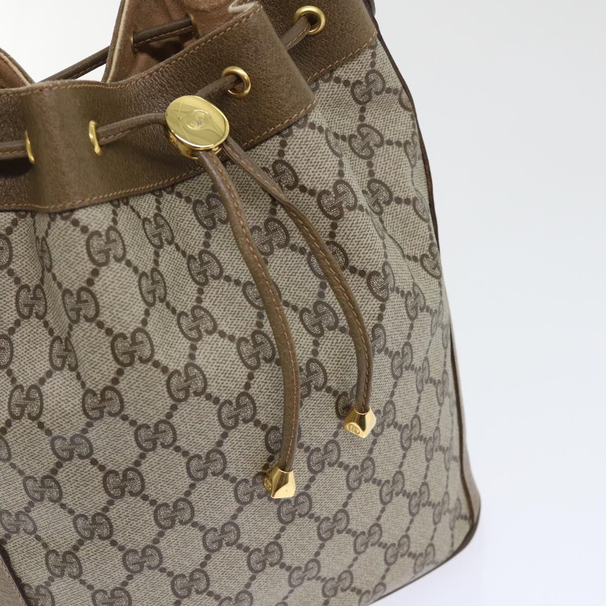 GUCCI GG Canvas Web Sherry Line Shoulder Bag PVC Leather Beige Green 53271
