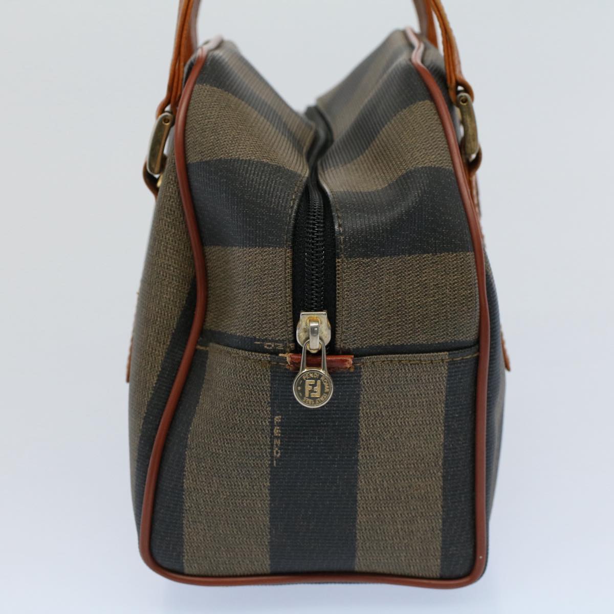 FENDI Pecan Canvas Hand Bag Brown Black 53341