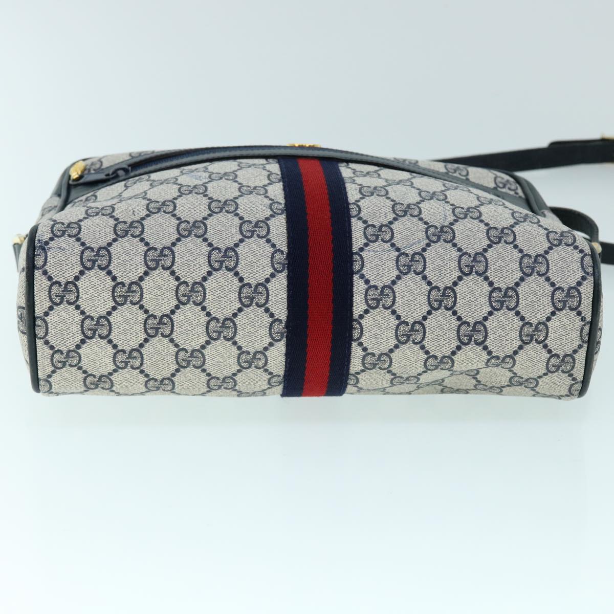 GUCCI GG Canvas Sherry Line Shoulder Bag PVC Leather Gray Red Navy 53343