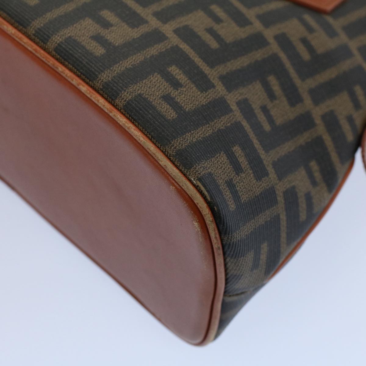 FENDI Zucca Canvas Hand Bag Black Brown 53345