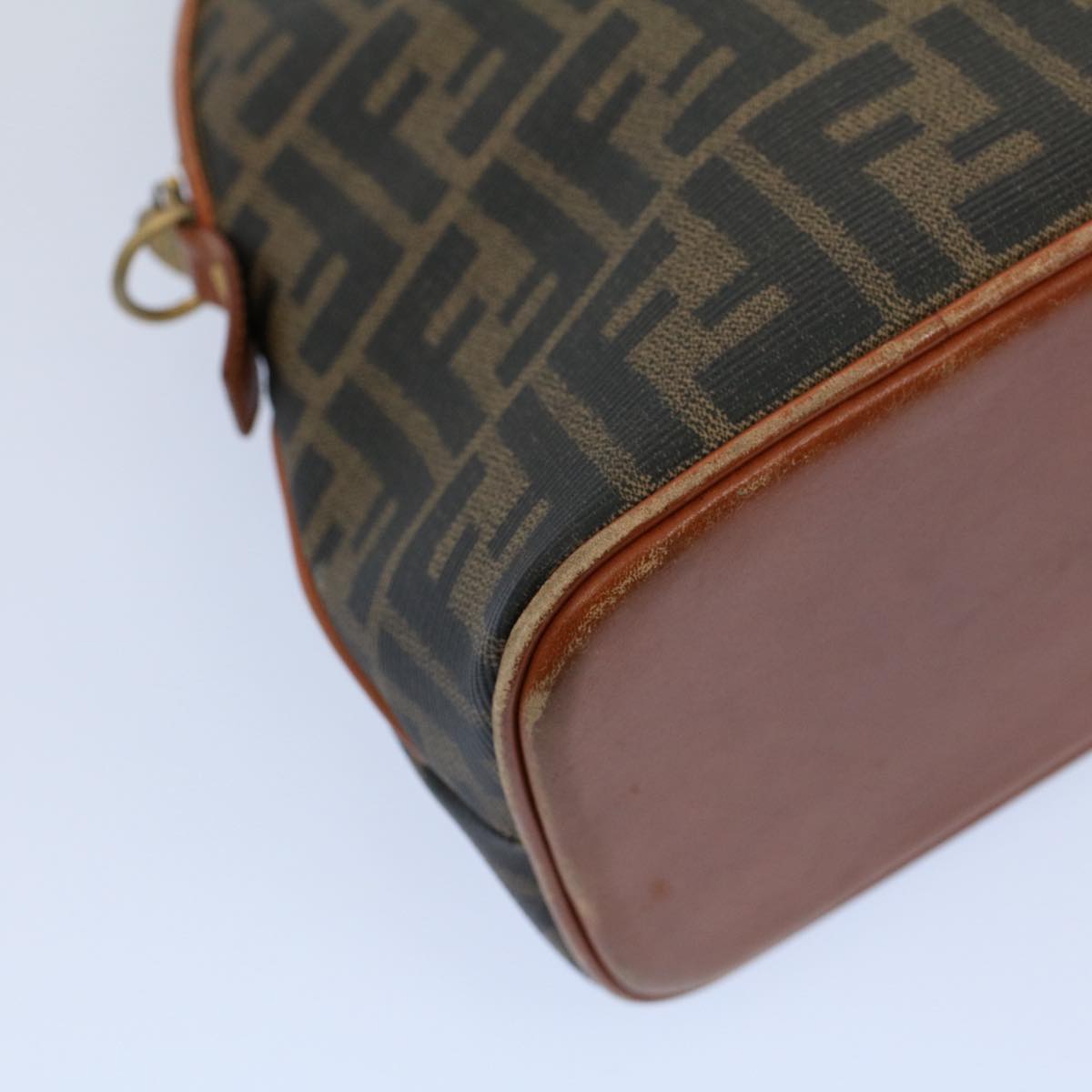 FENDI Zucca Canvas Hand Bag Black Brown 53345