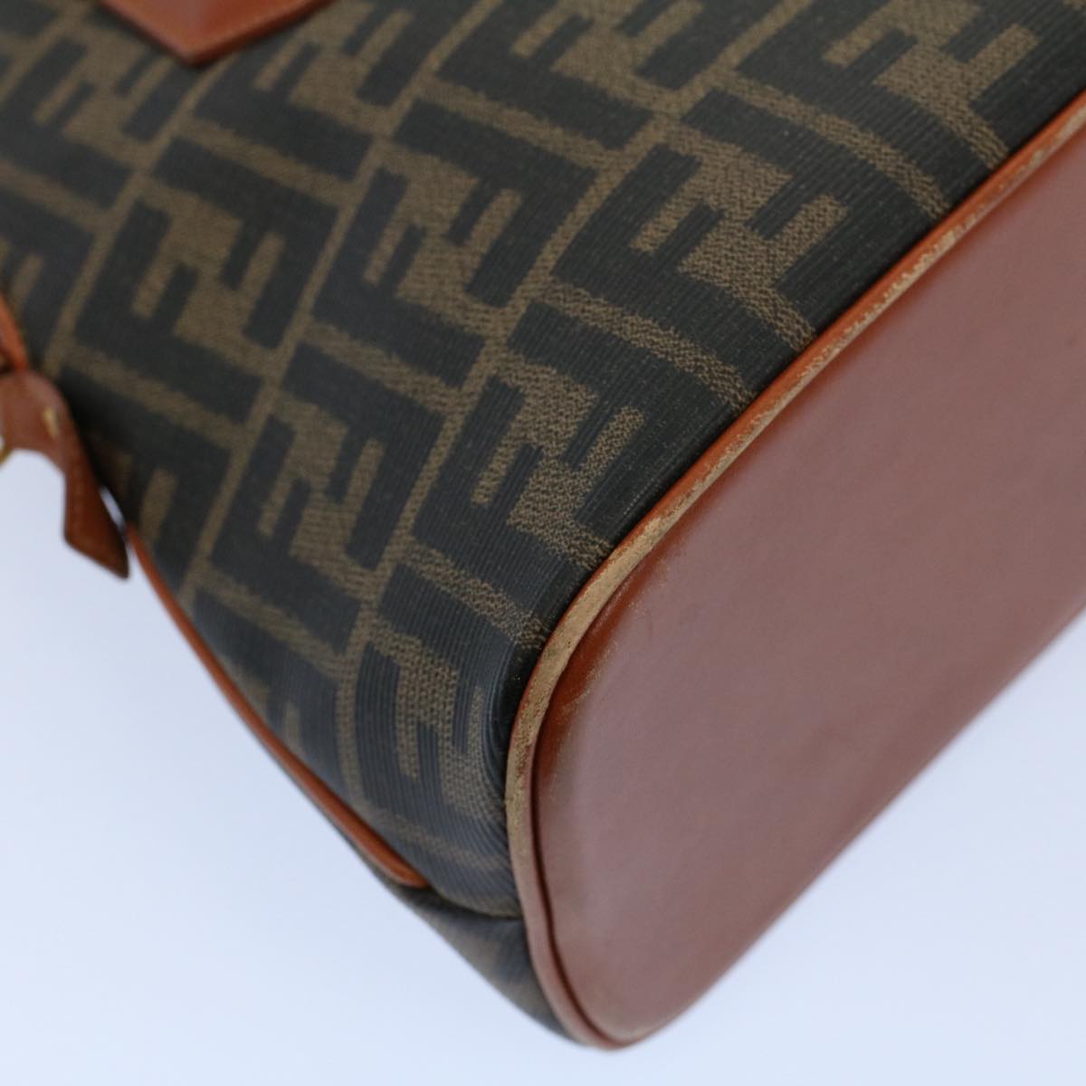 FENDI Zucca Canvas Hand Bag Black Brown 53345