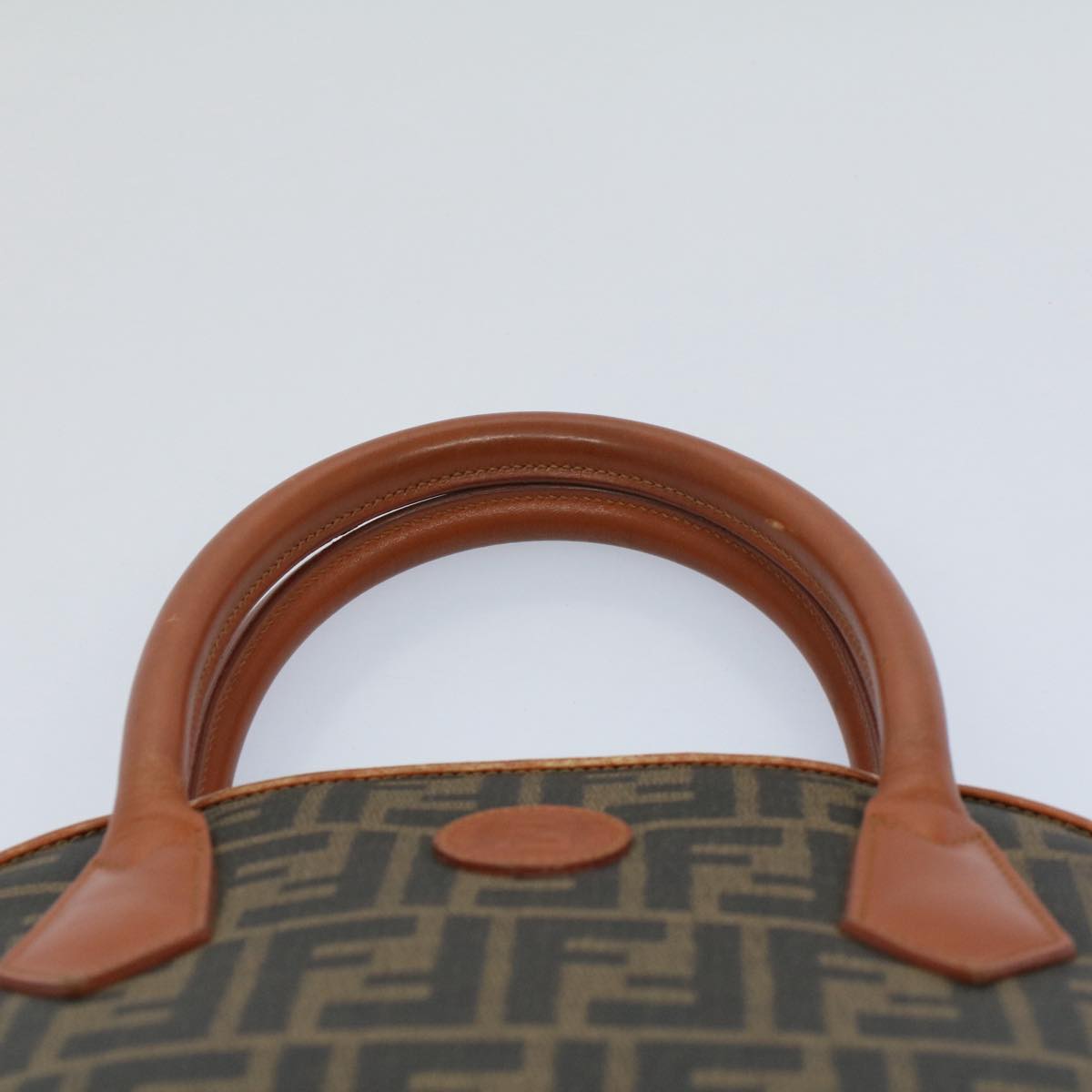 FENDI Zucca Canvas Hand Bag Black Brown 53345
