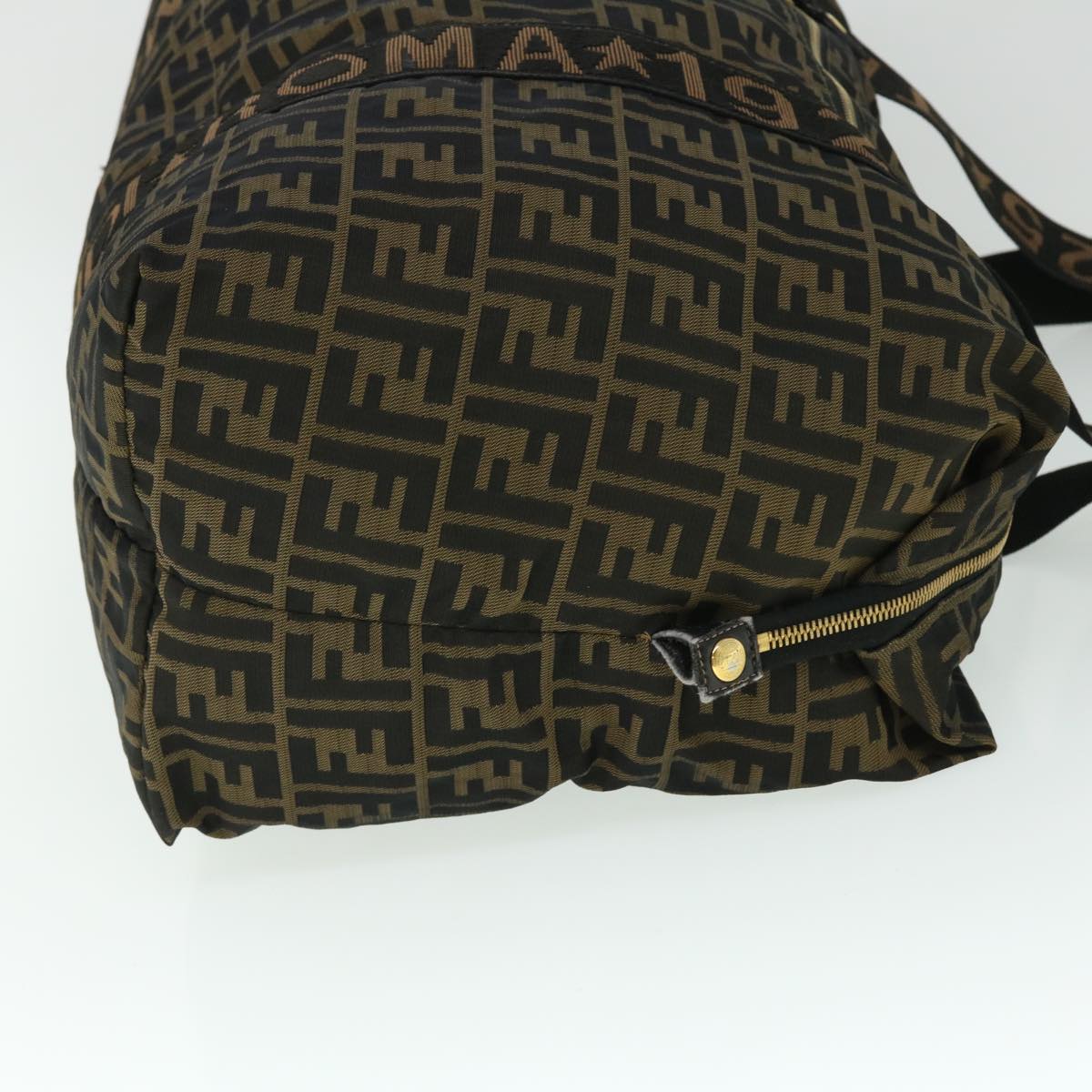 FENDI Zucca Canvas Boston Bag Black Brown 53373
