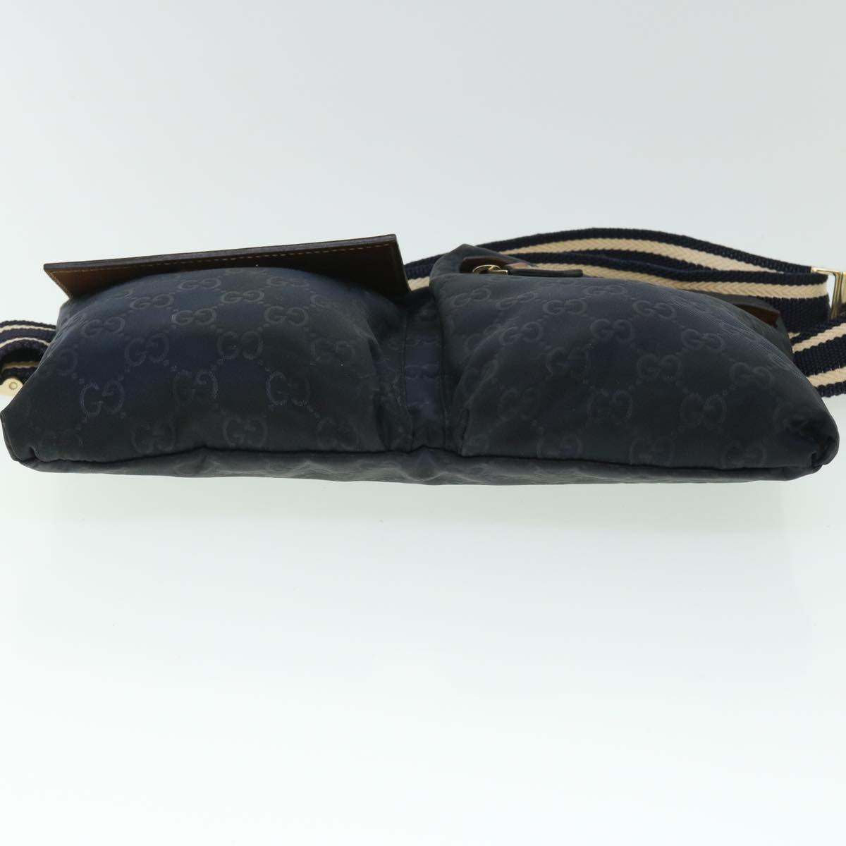 GUCCI GG Canvas Sherry Line Waist bag Navy White 28566 53375