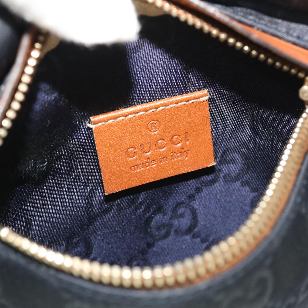 GUCCI GG Canvas Sherry Line Waist bag Navy White 28566 53375