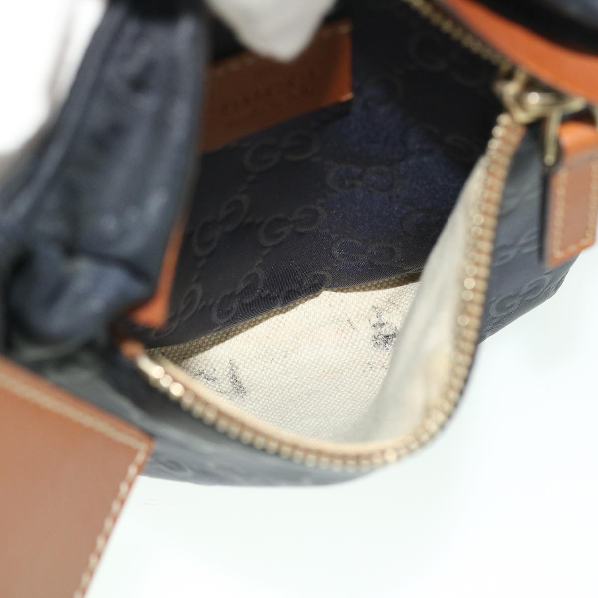 GUCCI GG Canvas Sherry Line Waist bag Navy White 28566 53375