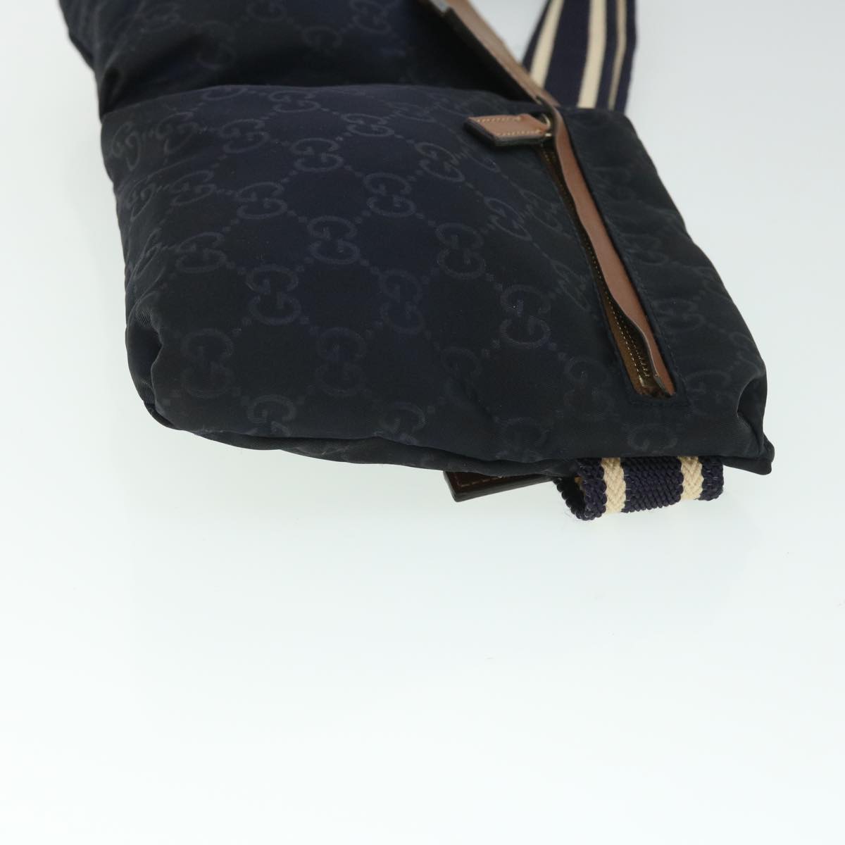 GUCCI GG Canvas Sherry Line Waist bag Navy White 28566 53375