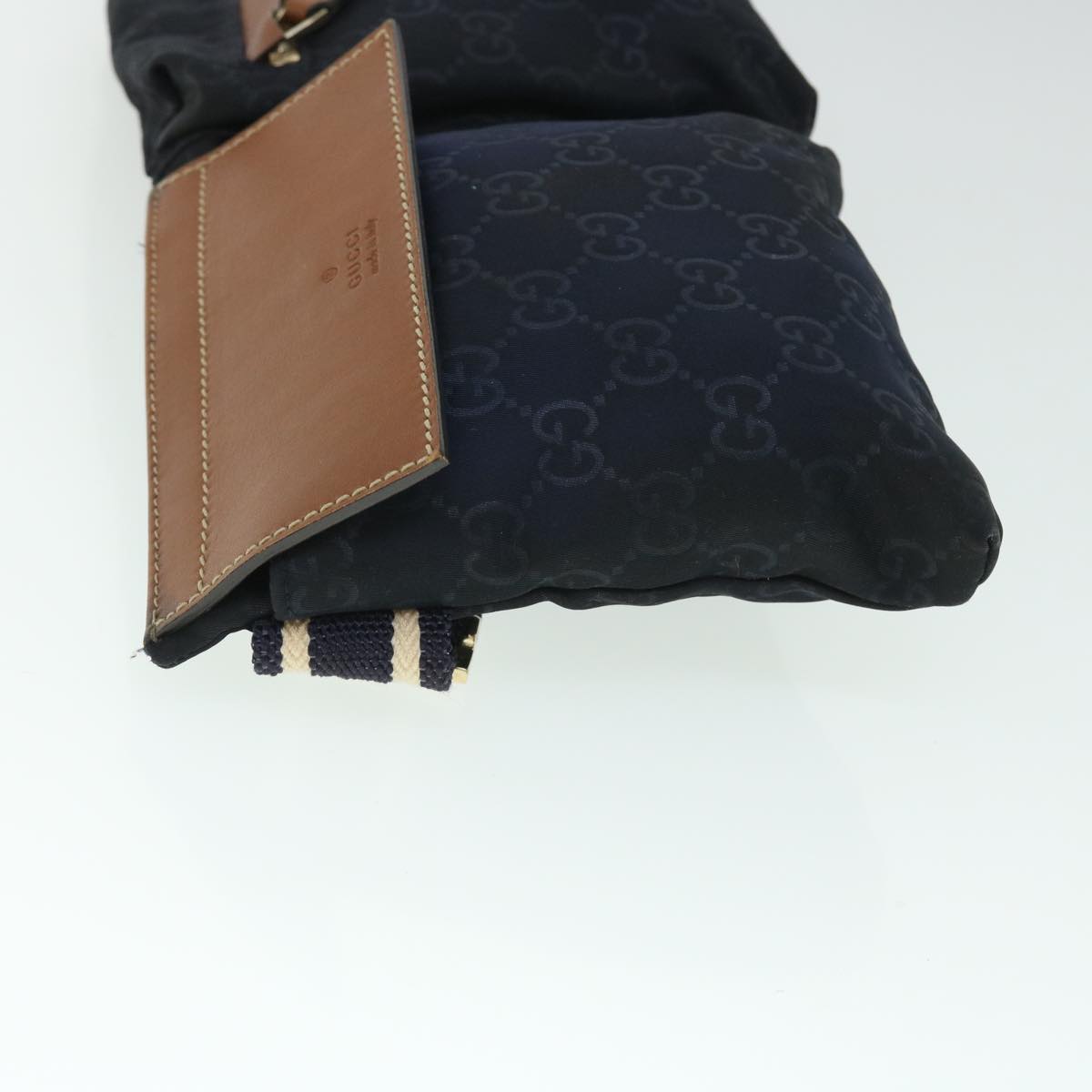 GUCCI GG Canvas Sherry Line Waist bag Navy White 28566 53375