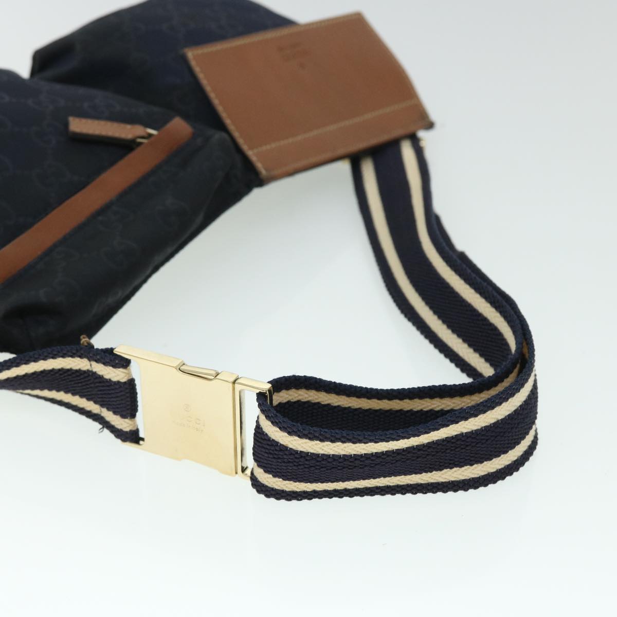 GUCCI GG Canvas Sherry Line Waist bag Navy White 28566 53375