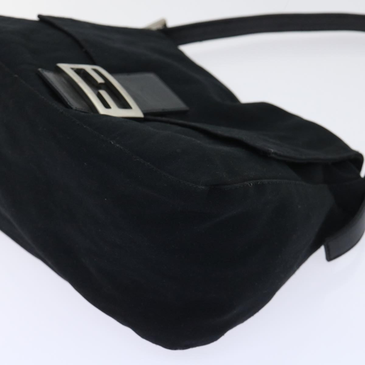 FENDI Mamma Baguette Shoulder Bag Nylon Black 53376
