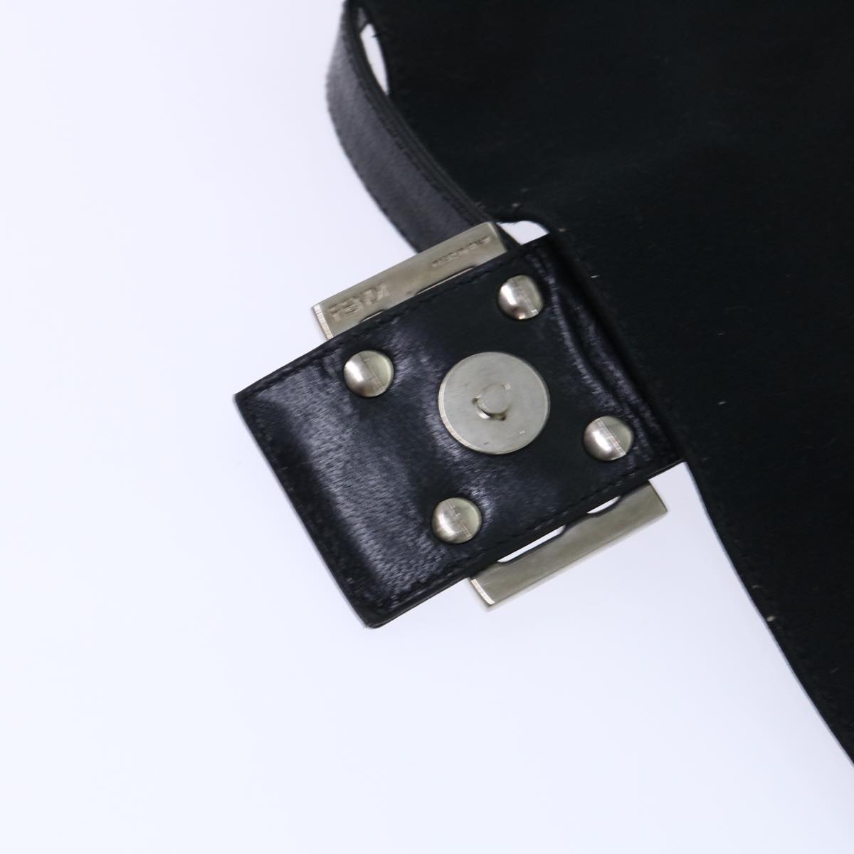 FENDI Mamma Baguette Shoulder Bag Nylon Black 53376