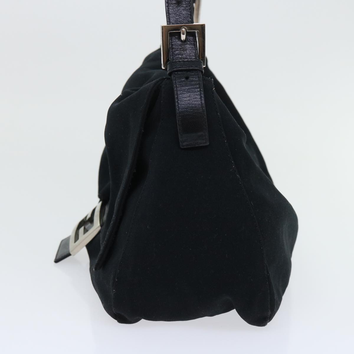 FENDI Mamma Baguette Shoulder Bag Nylon Black 53376