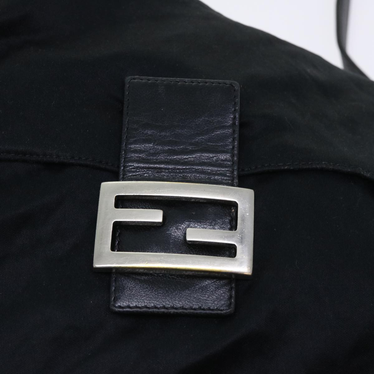 FENDI Mamma Baguette Shoulder Bag Nylon Black 53377