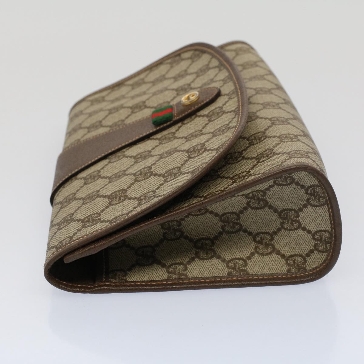 GUCCI GG Canvas Web Sherry Line Clutch Bag Beige Red Green 014 122 53385