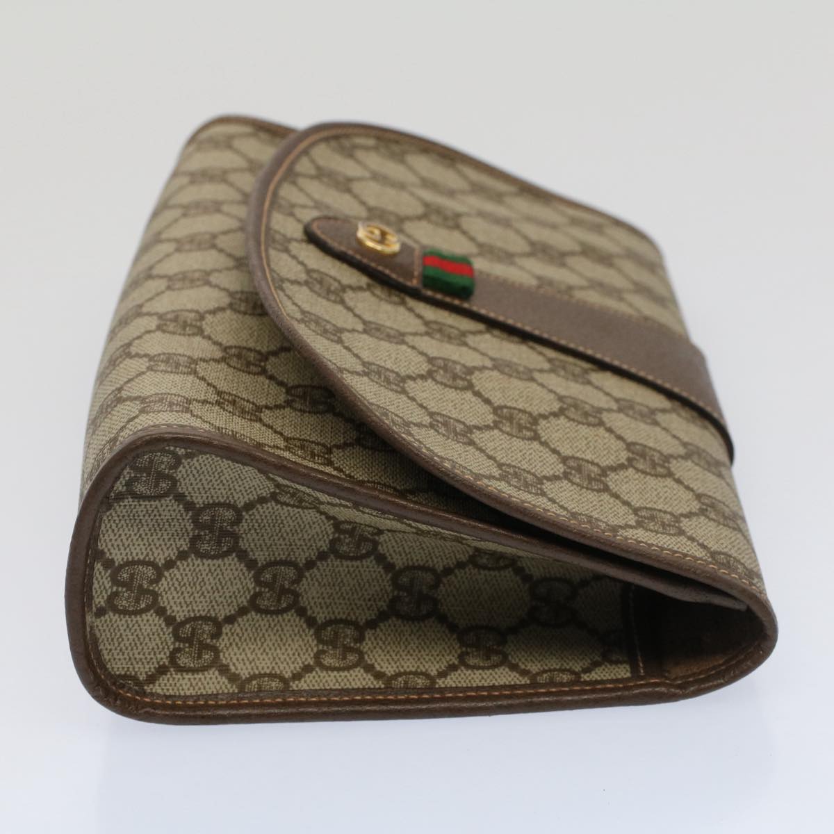 GUCCI GG Canvas Web Sherry Line Clutch Bag Beige Red Green 014 122 53385