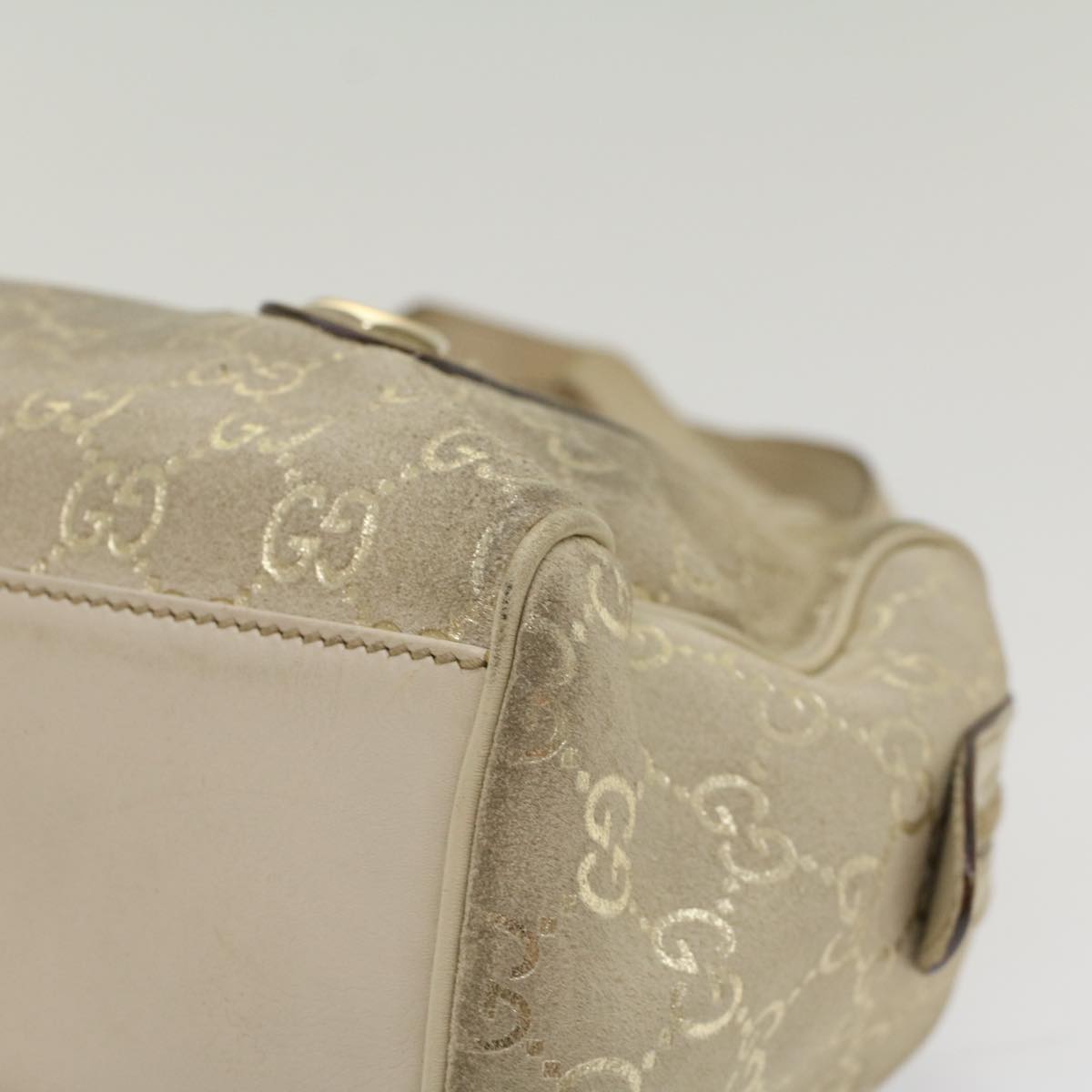GUCCI GG Canvas Shoulder Bag Leather Beige 152457 53387