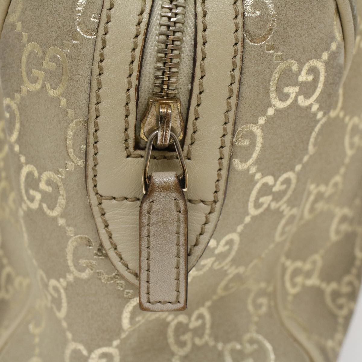 GUCCI GG Canvas Shoulder Bag Leather Beige 152457 53387
