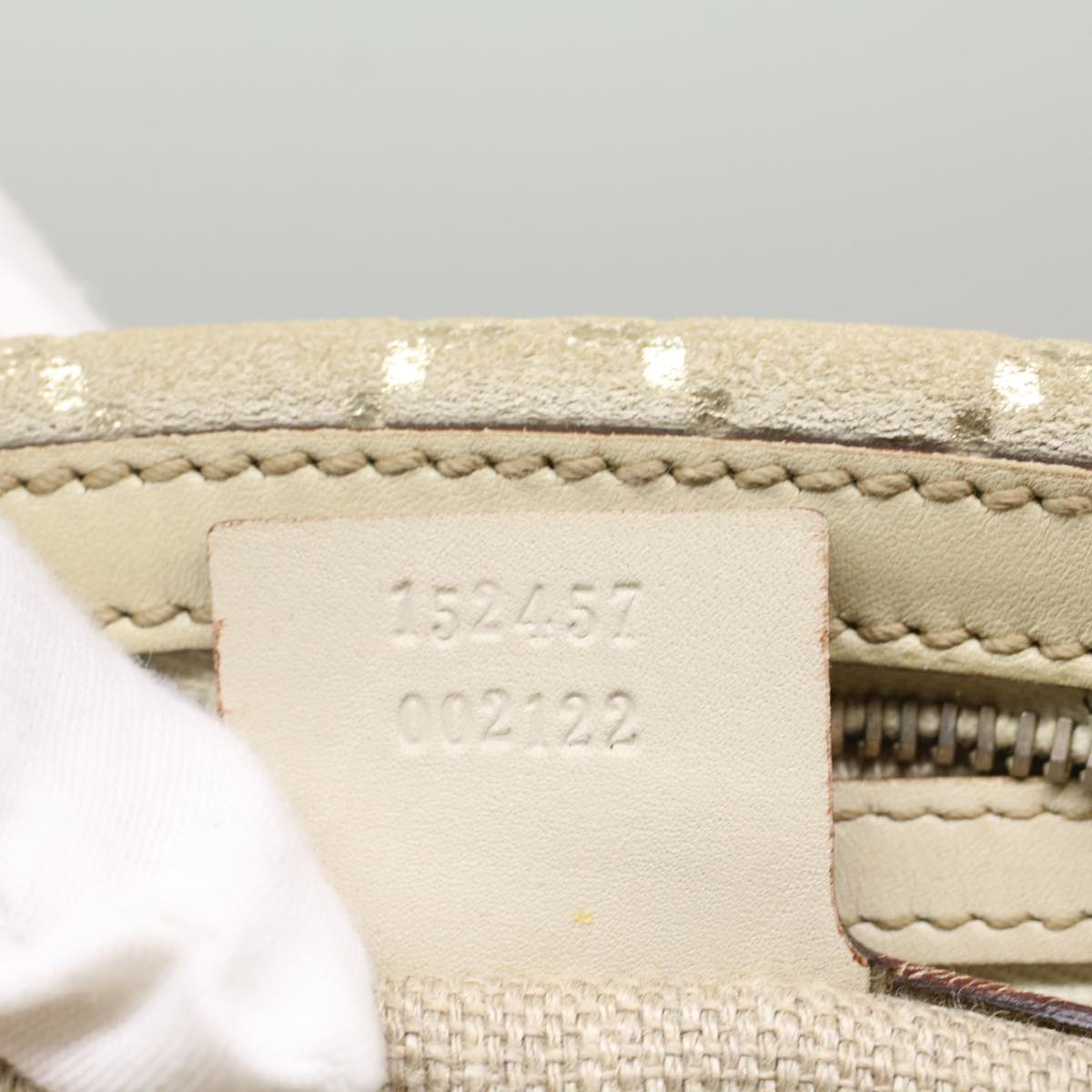 GUCCI GG Canvas Shoulder Bag Leather Beige 152457 53387
