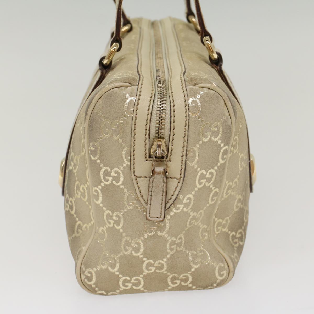 GUCCI GG Canvas Shoulder Bag Leather Beige 152457 53387