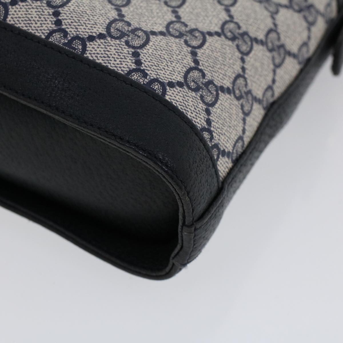 GUCCI GG Canvas Shoulder Bag PVC Leather Navy 53390