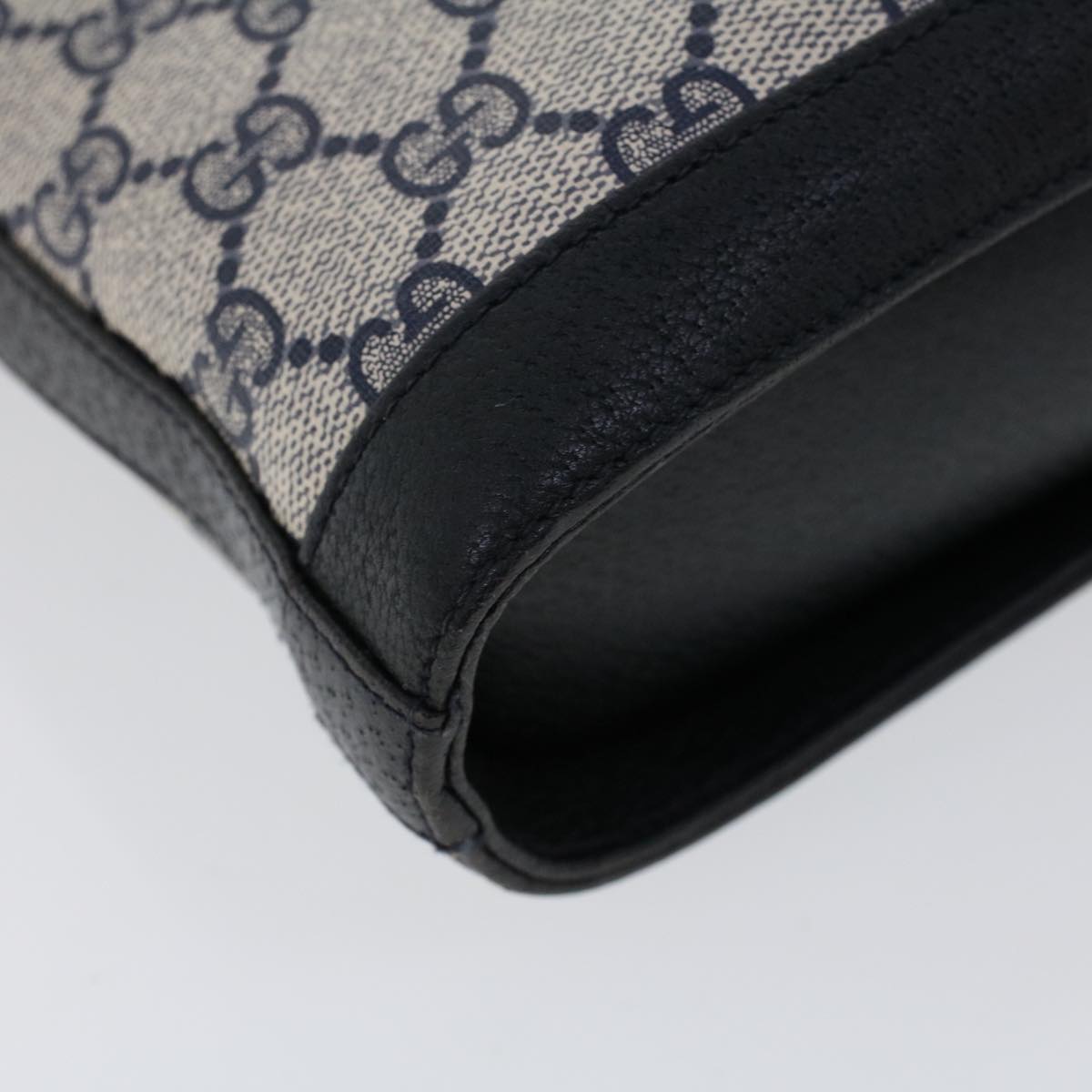 GUCCI GG Canvas Shoulder Bag PVC Leather Navy 53390