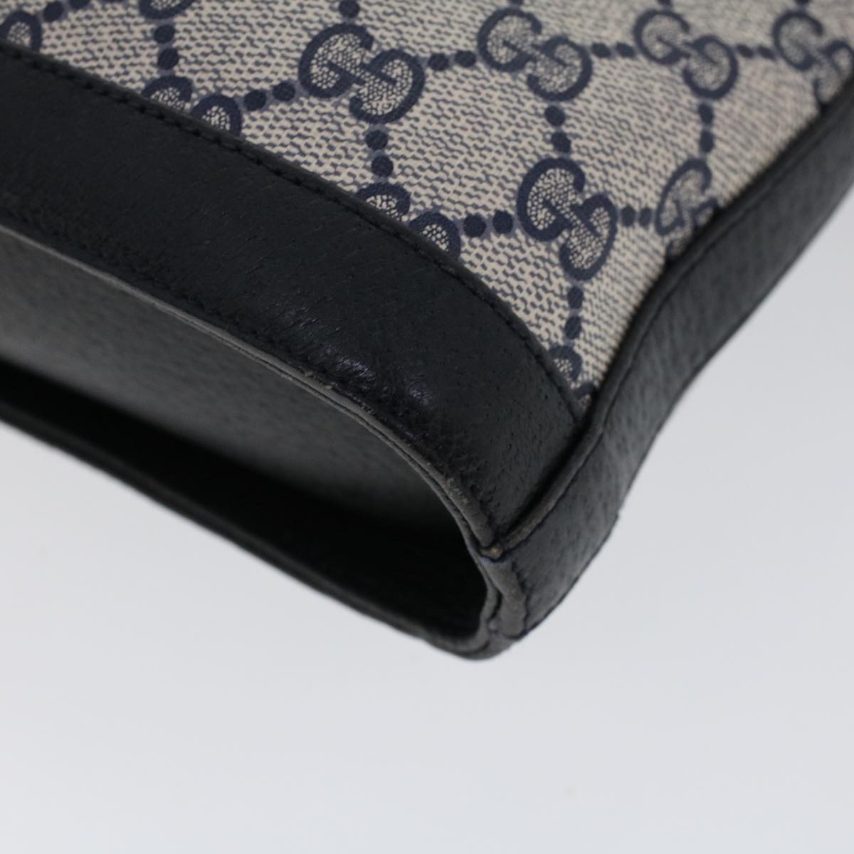 GUCCI GG Canvas Shoulder Bag PVC Leather Navy 53390
