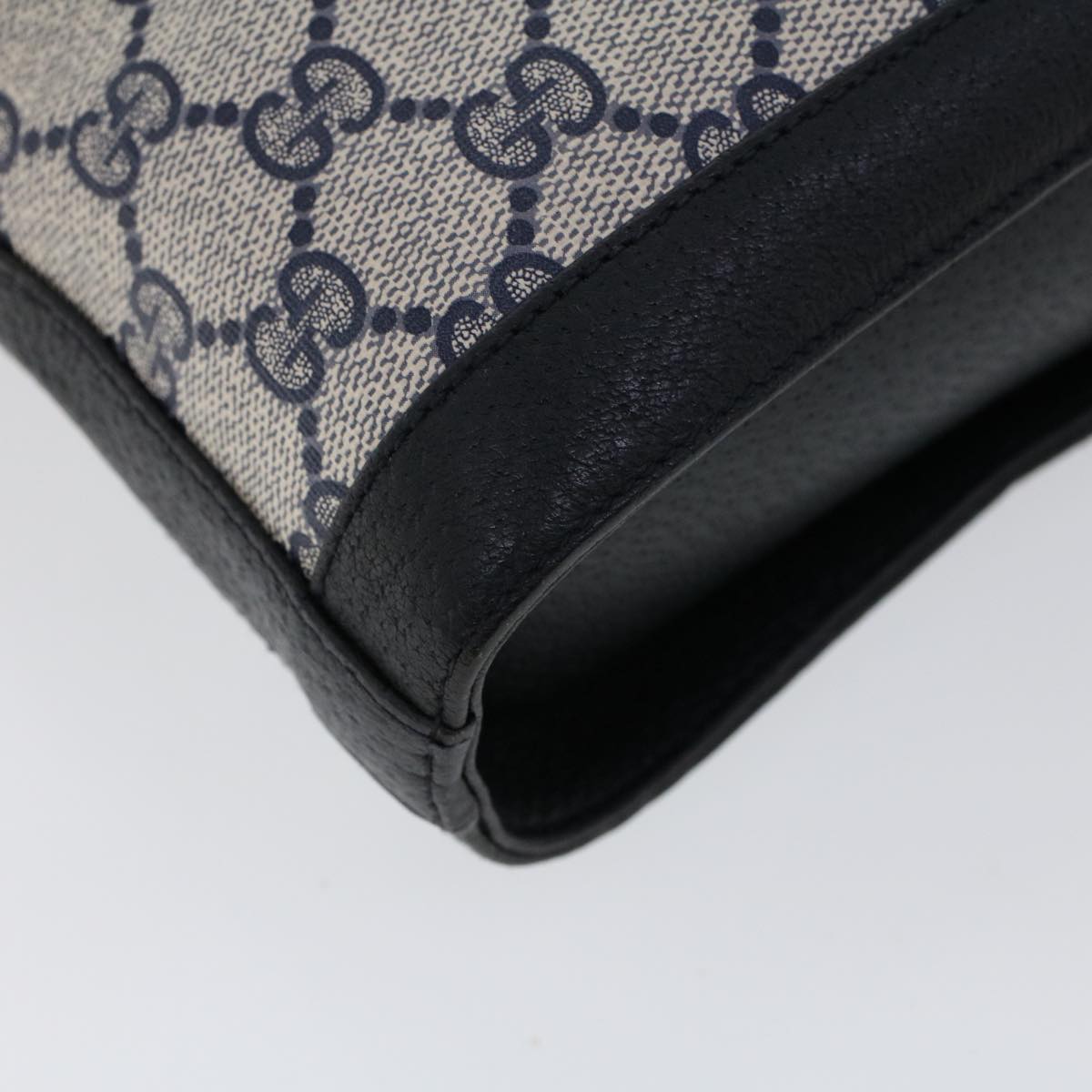 GUCCI GG Canvas Shoulder Bag PVC Leather Navy 53390
