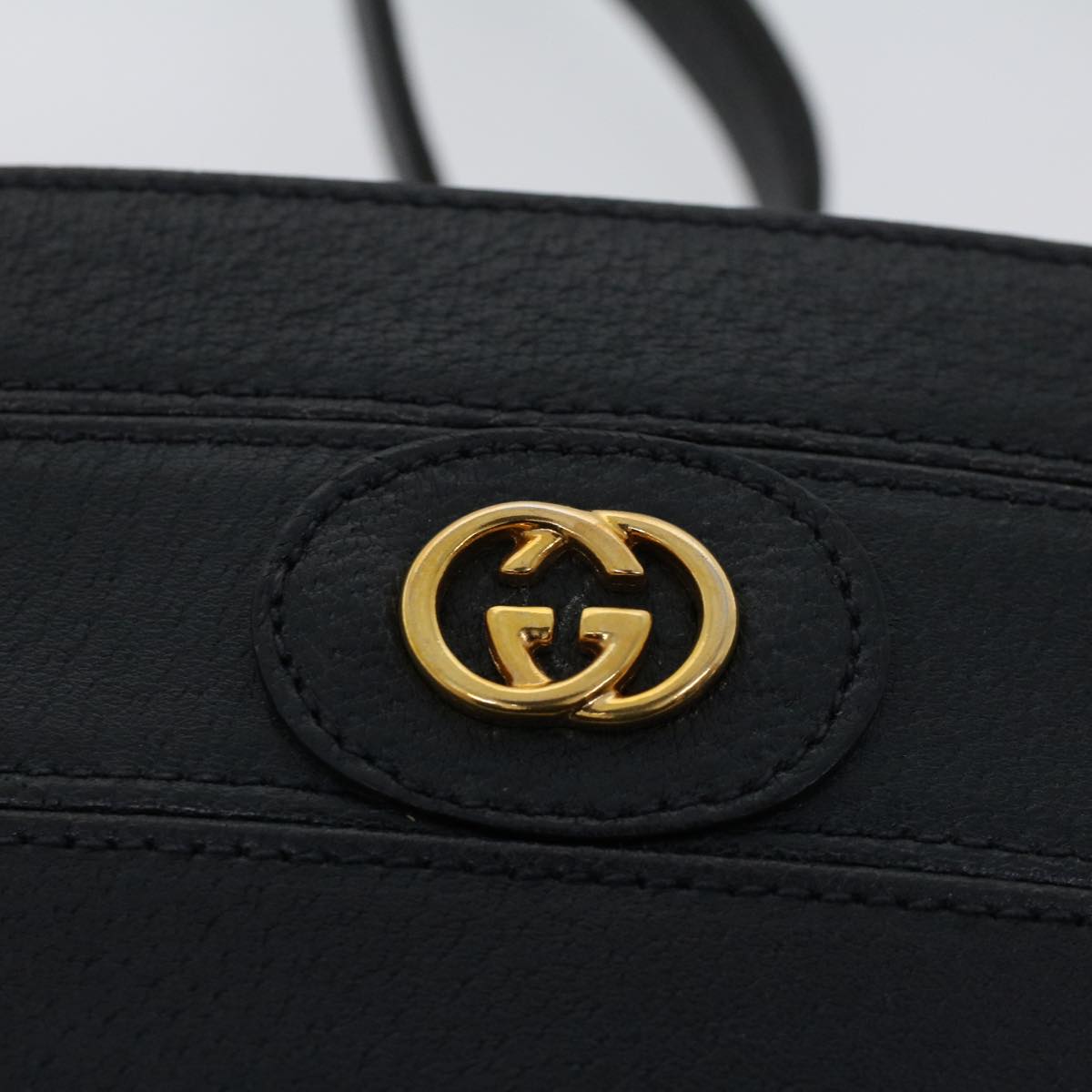 GUCCI GG Canvas Shoulder Bag PVC Leather Navy 53390