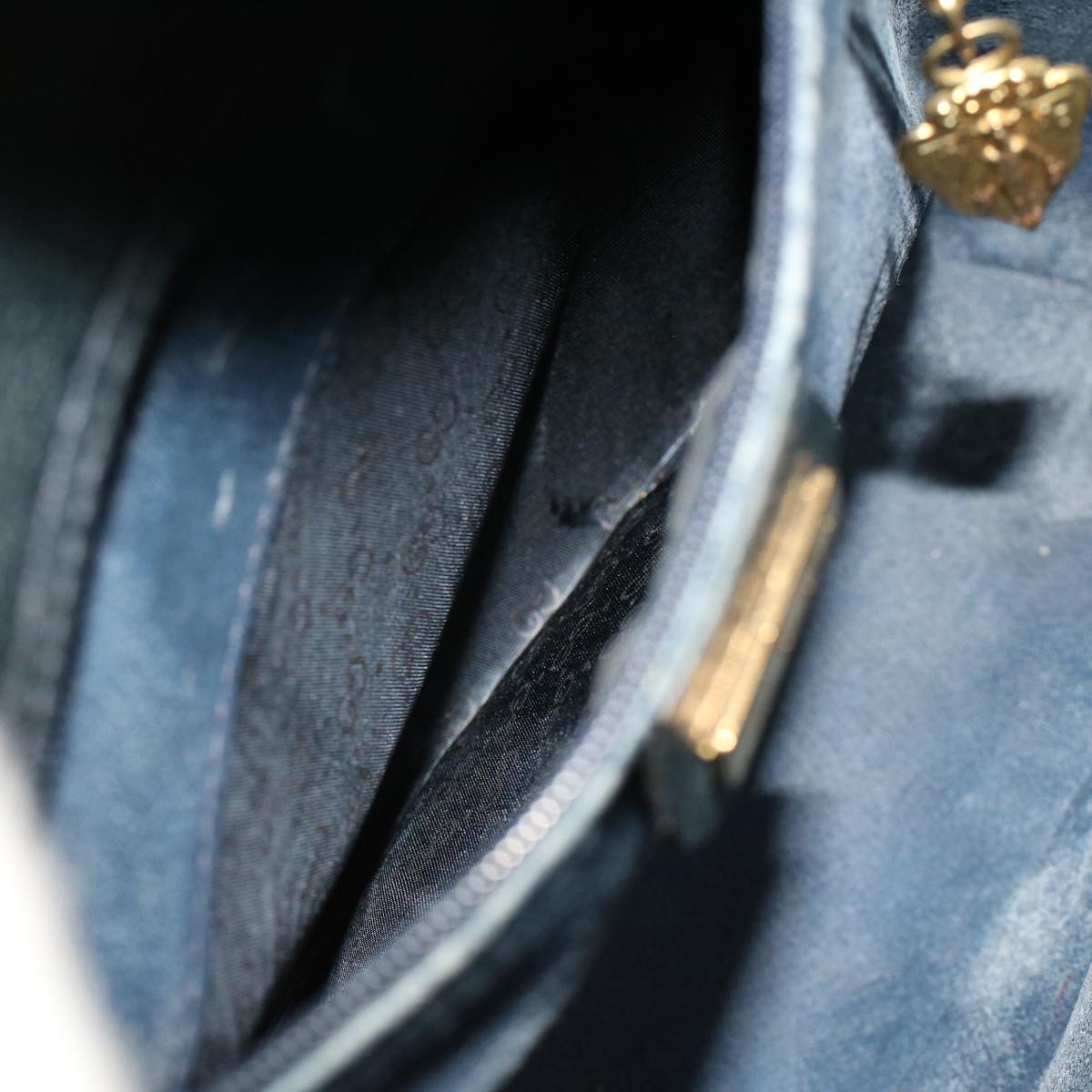 GUCCI GG Canvas Shoulder Bag PVC Leather Navy 53390