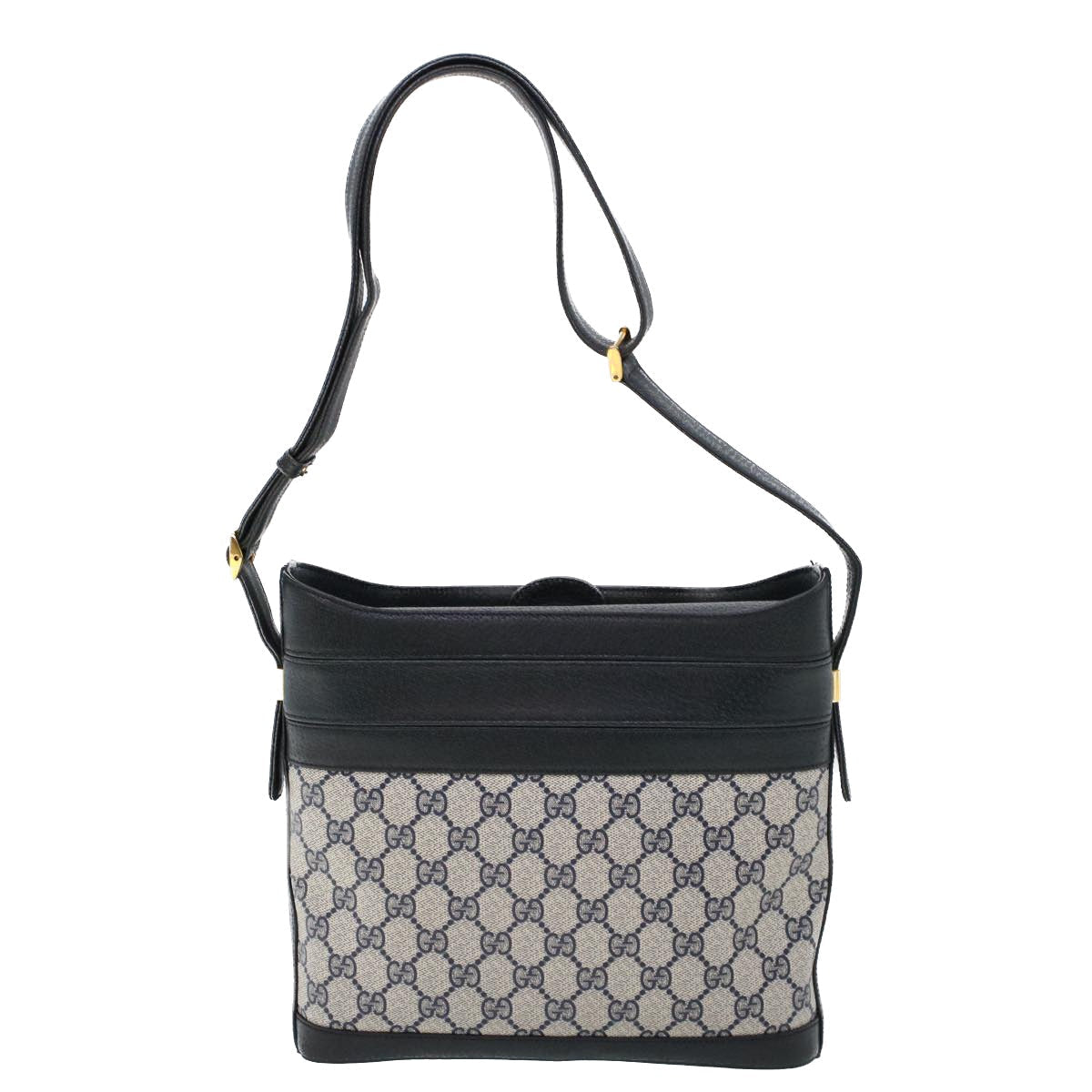 GUCCI GG Canvas Shoulder Bag PVC Leather Navy 53390