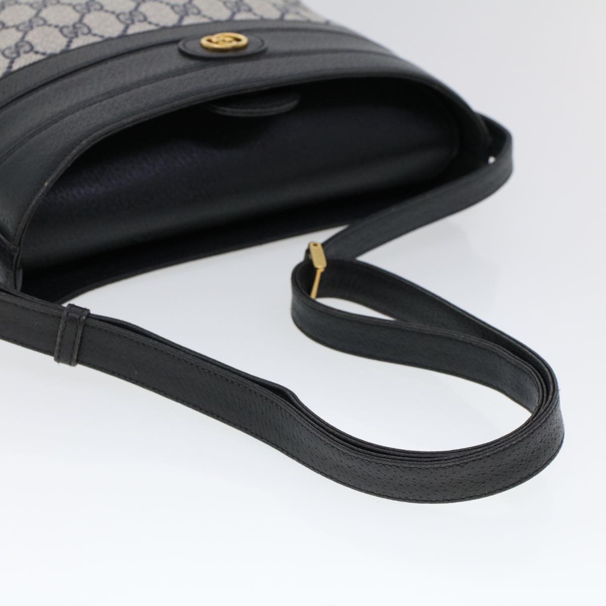 GUCCI GG Canvas Shoulder Bag PVC Leather Navy 53390