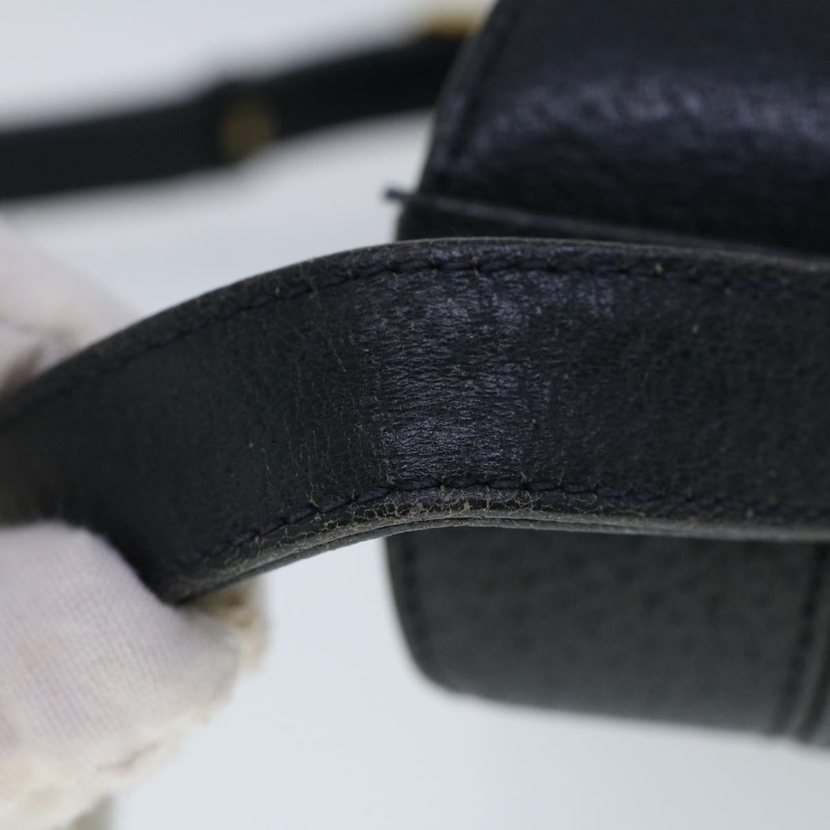 GUCCI GG Canvas Shoulder Bag PVC Leather Navy 53390