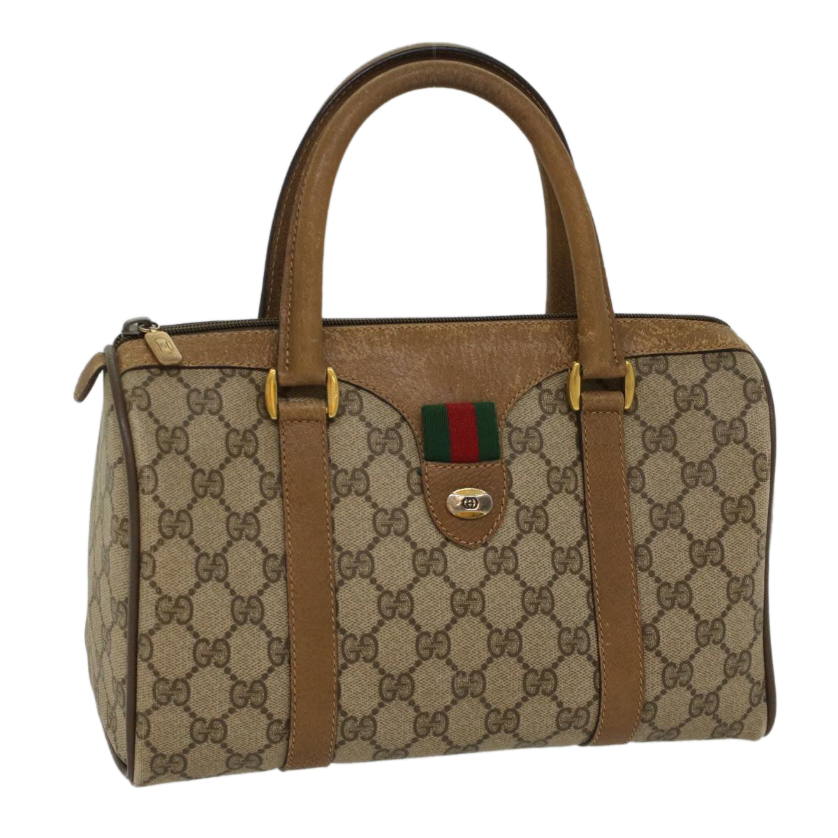 GUCCI GG Canvas Web Sherry Line Boston Bag Beige Red Green 39 02 006 53392