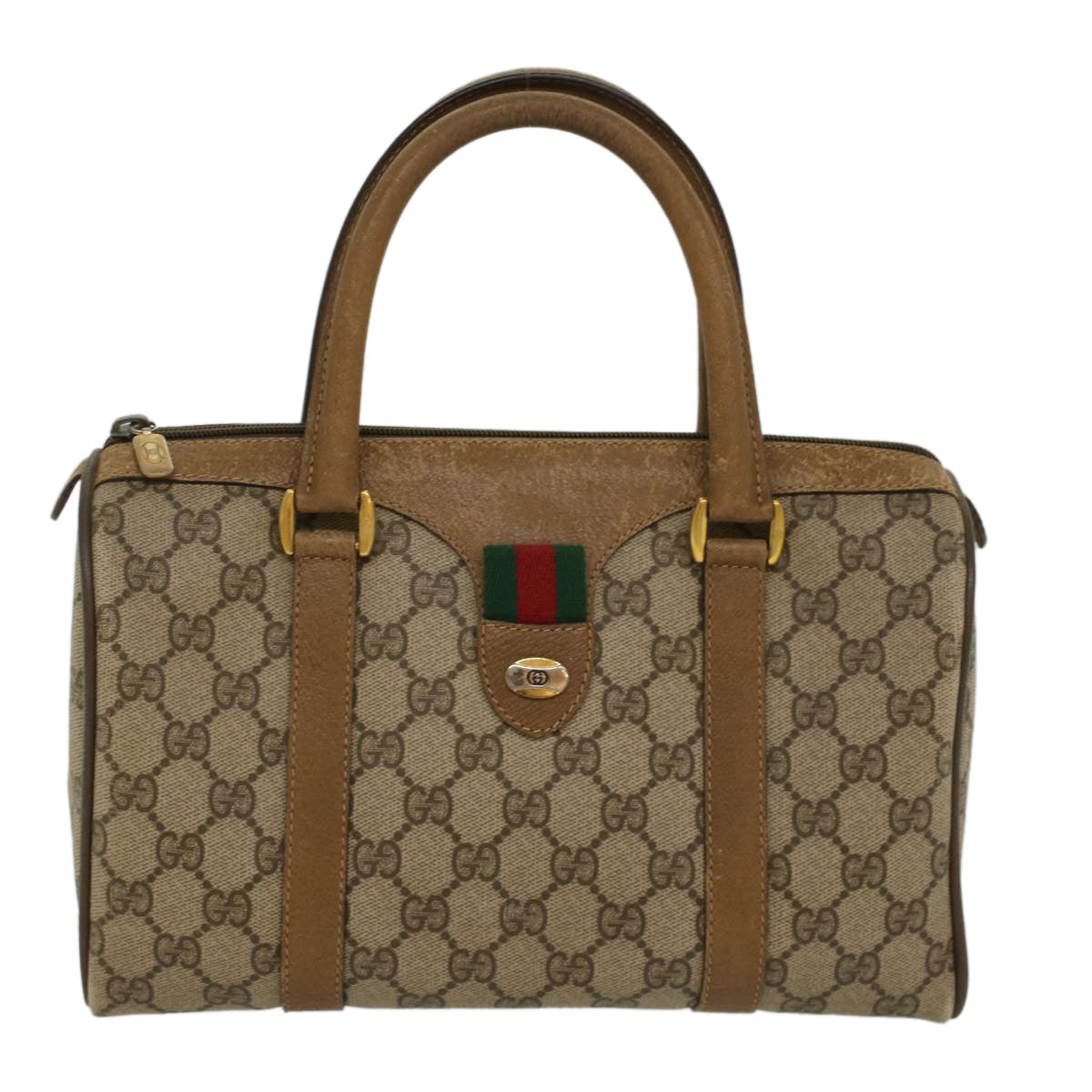 GUCCI GG Canvas Web Sherry Line Boston Bag Beige Red Green 39 02 006 53392