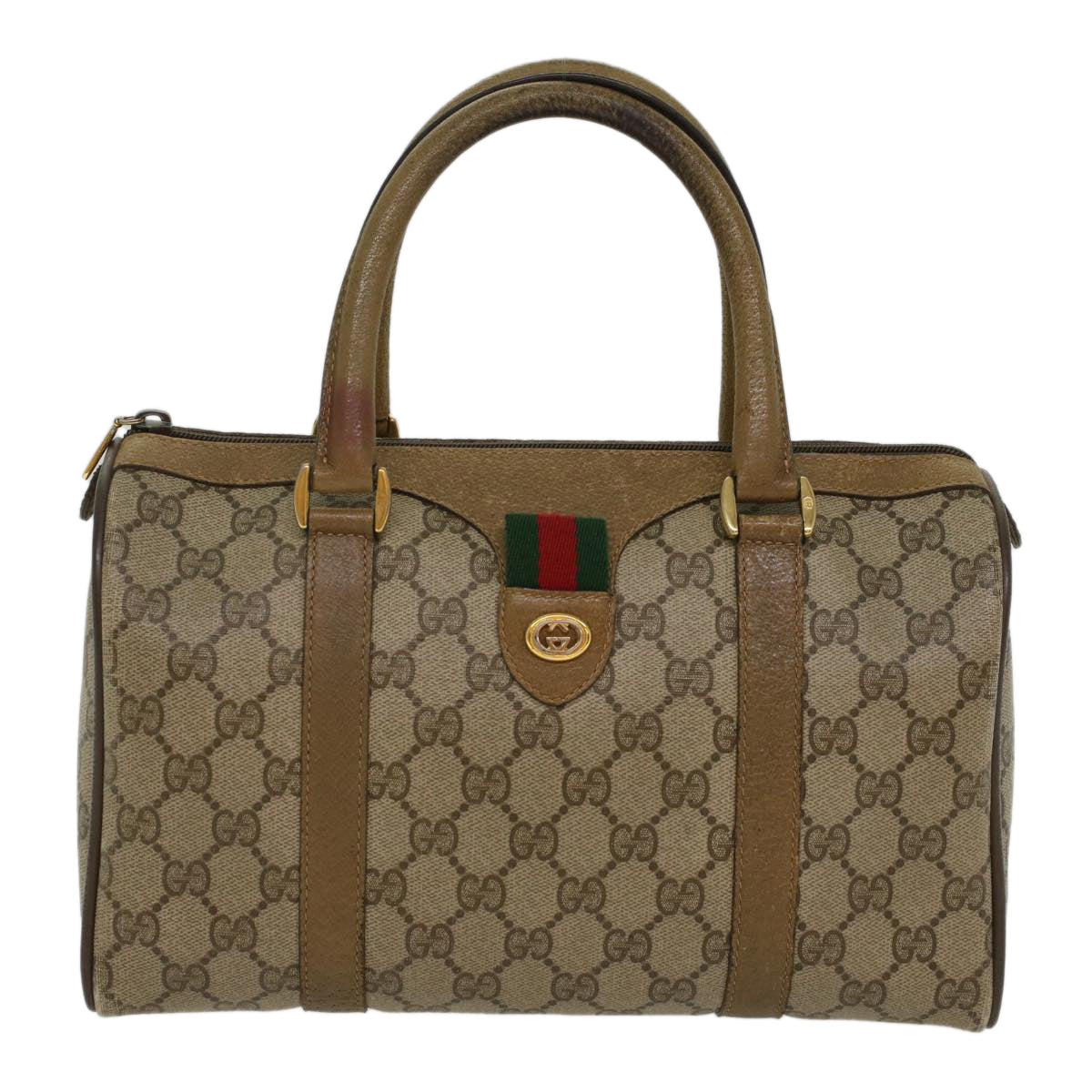 GUCCI GG Canvas Web Sherry Line Boston Bag Beige Red Green 53399