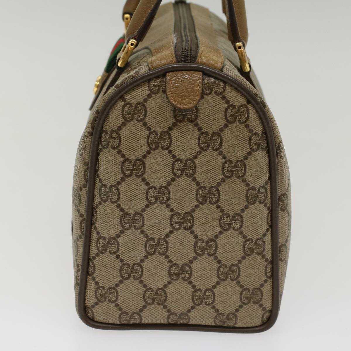 GUCCI GG Canvas Web Sherry Line Boston Bag Beige Red Green 53399