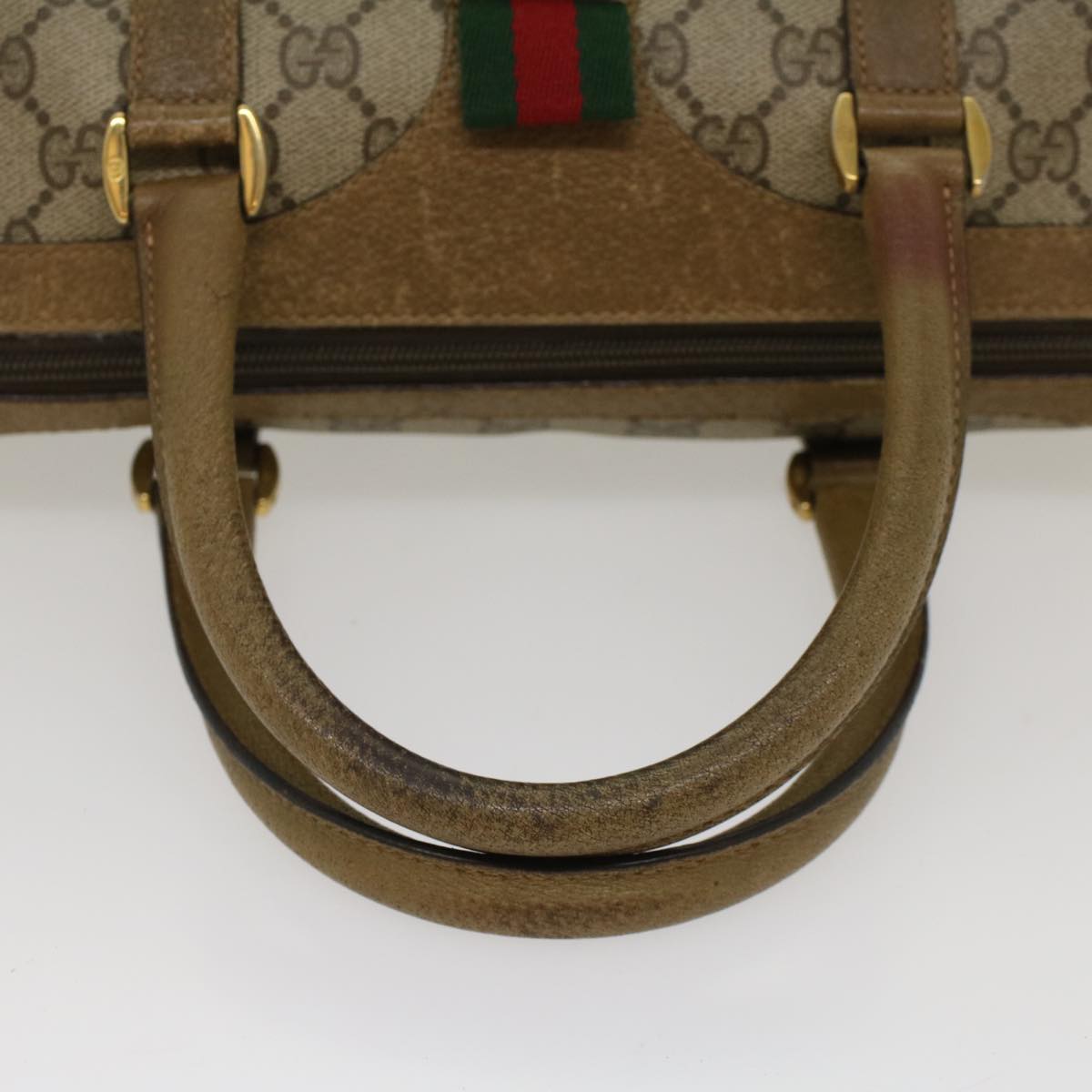 GUCCI GG Canvas Web Sherry Line Boston Bag Beige Red Green 53399