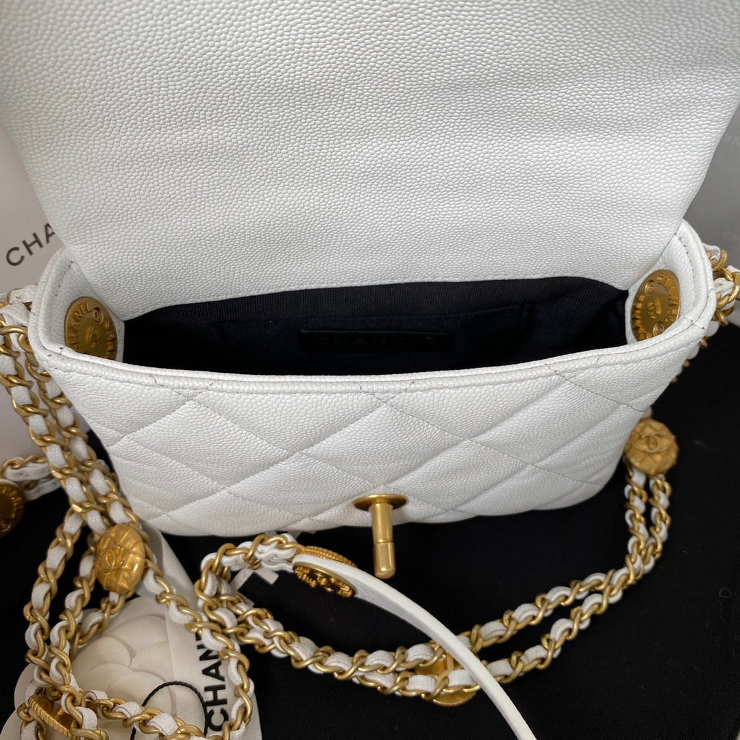 CHLMini GlamIap Bag With Top Handle Gold Hardware White For Women Handbags, Shoulder Bags 7.9in/20cm AS2431Ã‚Â 
