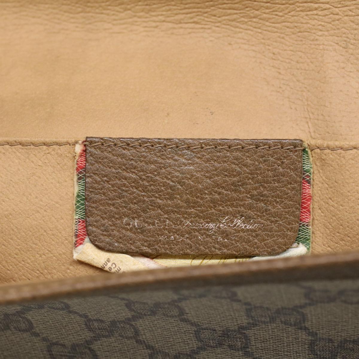 GUCCI GG Canvas Web Sherry Line Clutch Bag PVC Leather Beige Green 53642