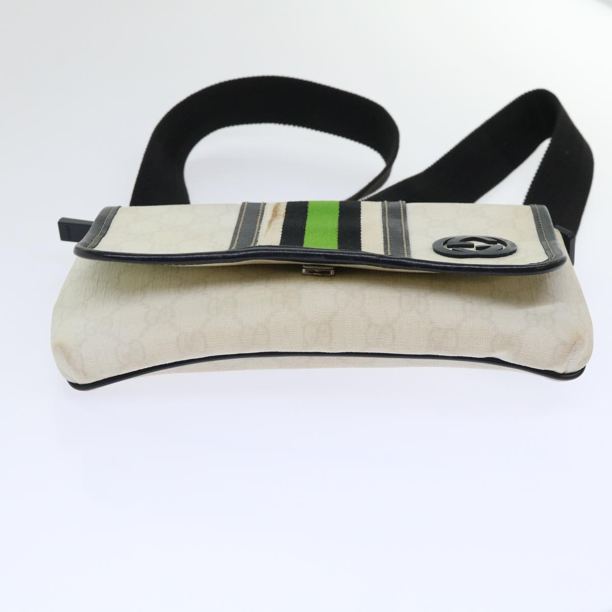 GUCCI GG Supreme Sherry Line Shoulder Bag White Green black 181064 53644