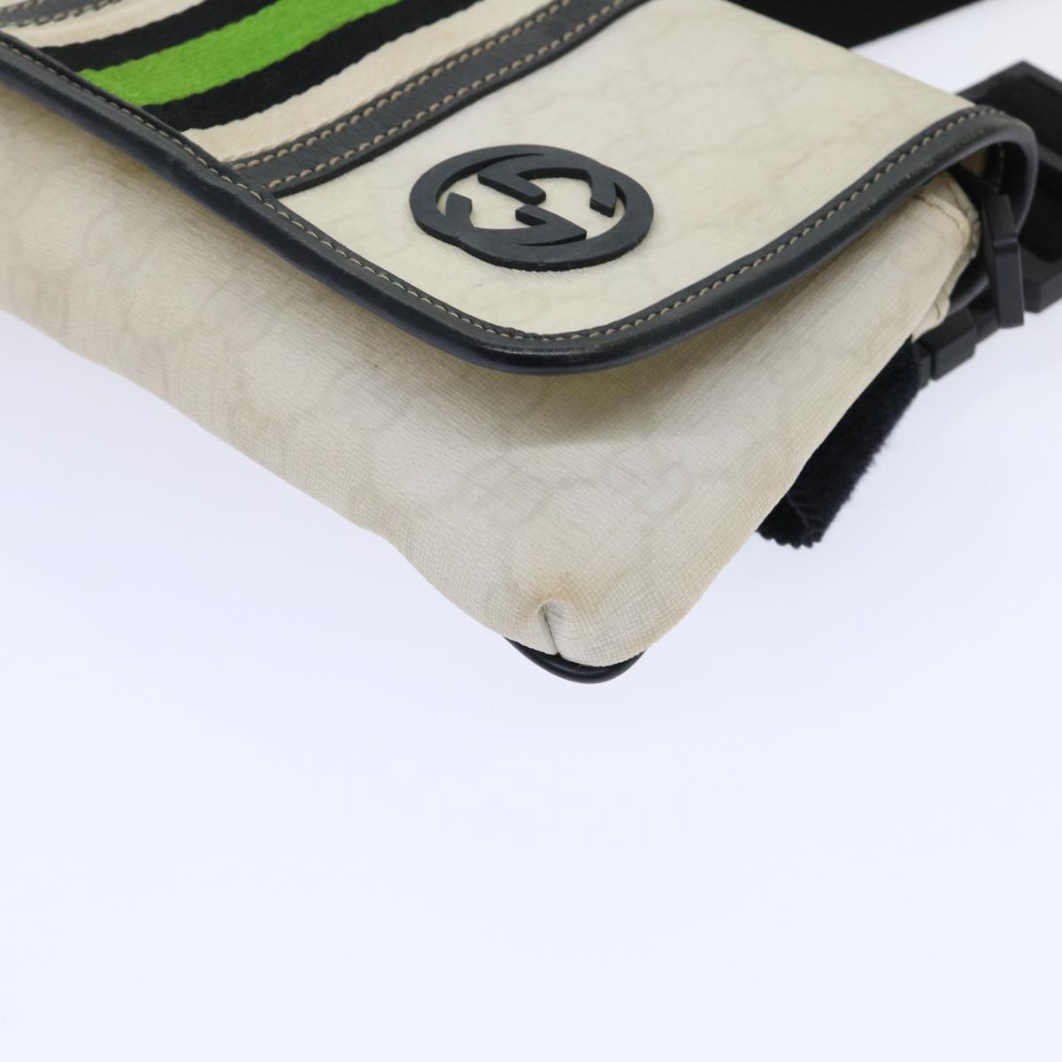 GUCCI GG Supreme Sherry Line Shoulder Bag White Green black 181064 53644