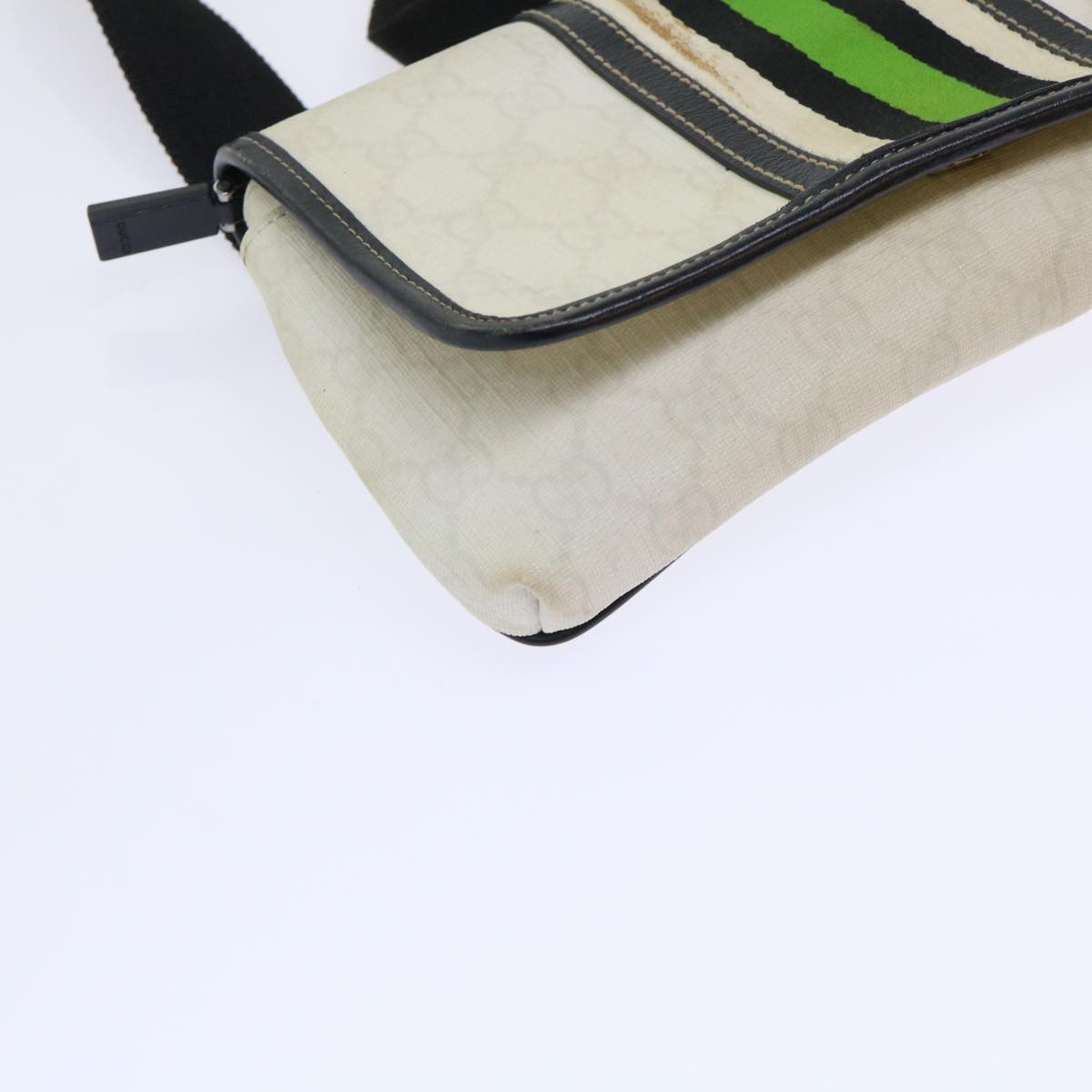 GUCCI GG Supreme Sherry Line Shoulder Bag White Green black 181064 53644