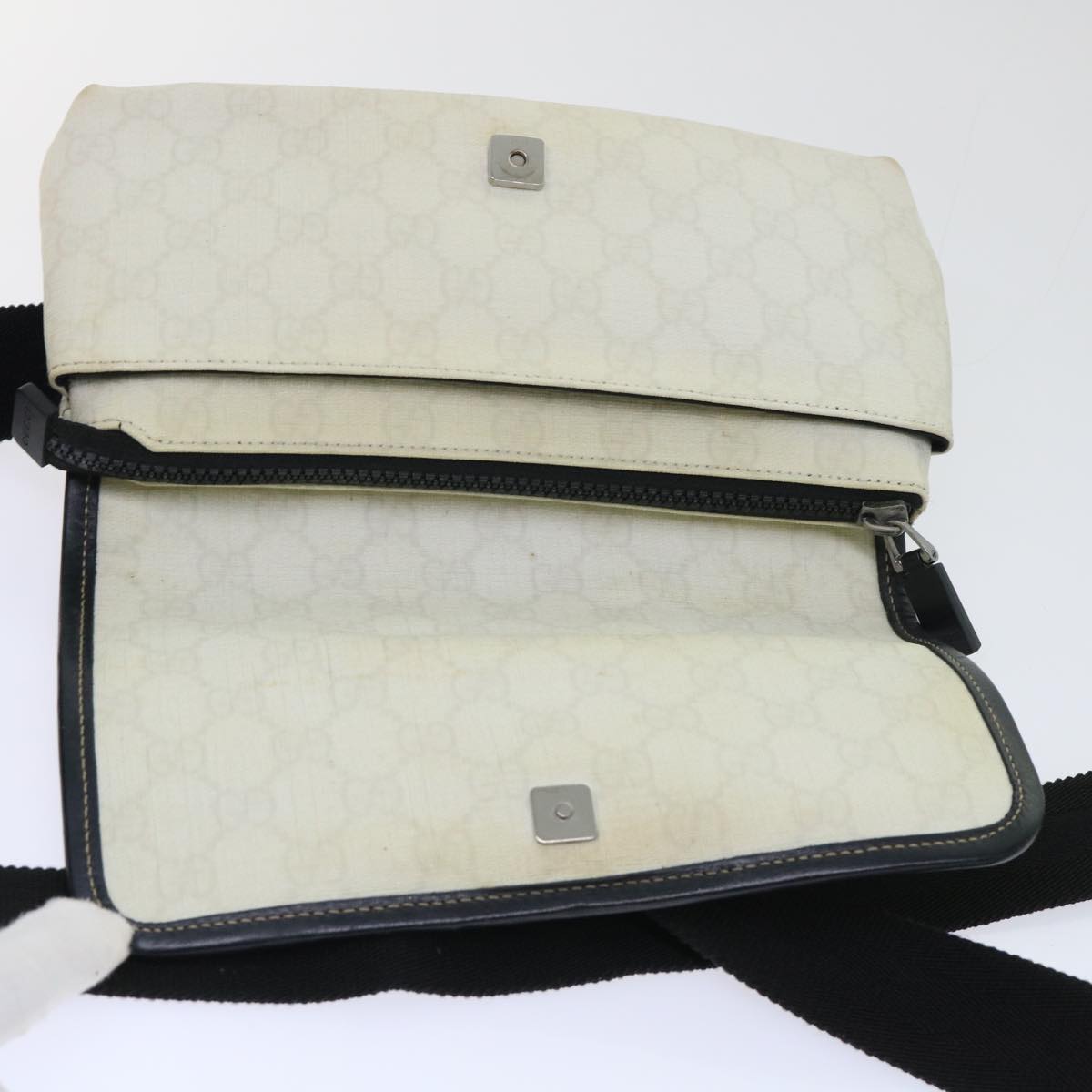 GUCCI GG Supreme Sherry Line Shoulder Bag White Green black 181064 53644