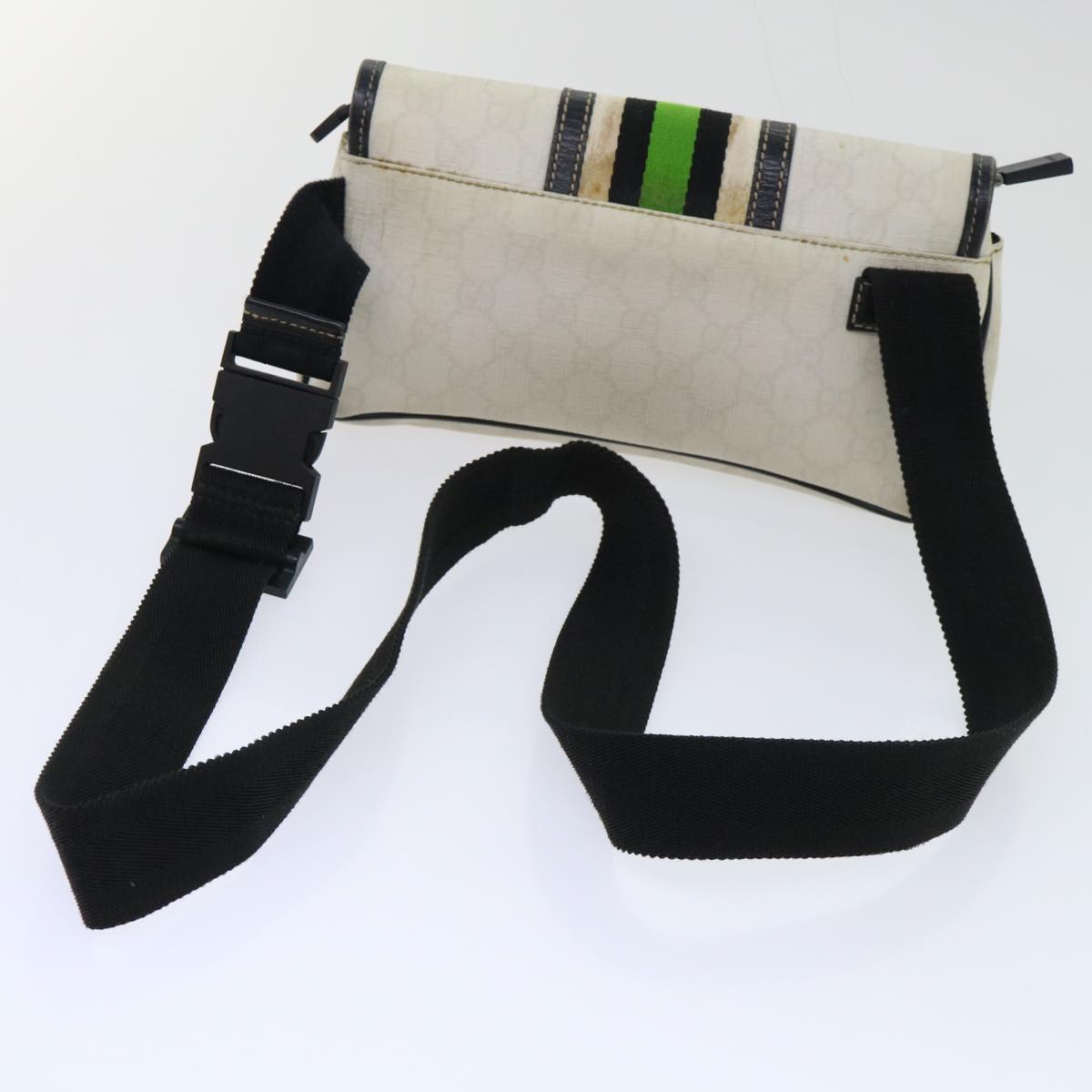 GUCCI GG Supreme Sherry Line Shoulder Bag White Green black 181064 53644